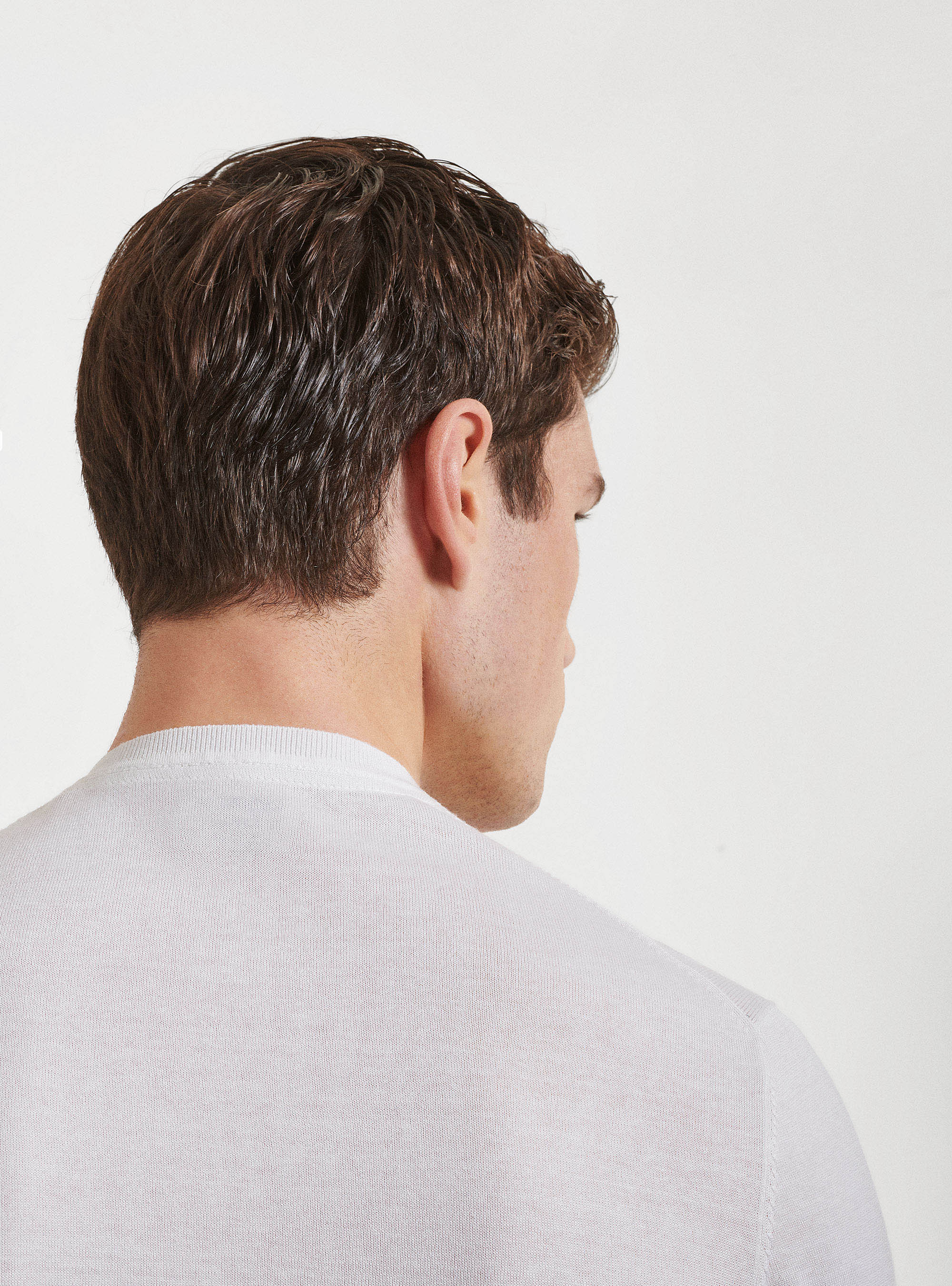 Maglia girocollo in seta e cotone, BIANCO