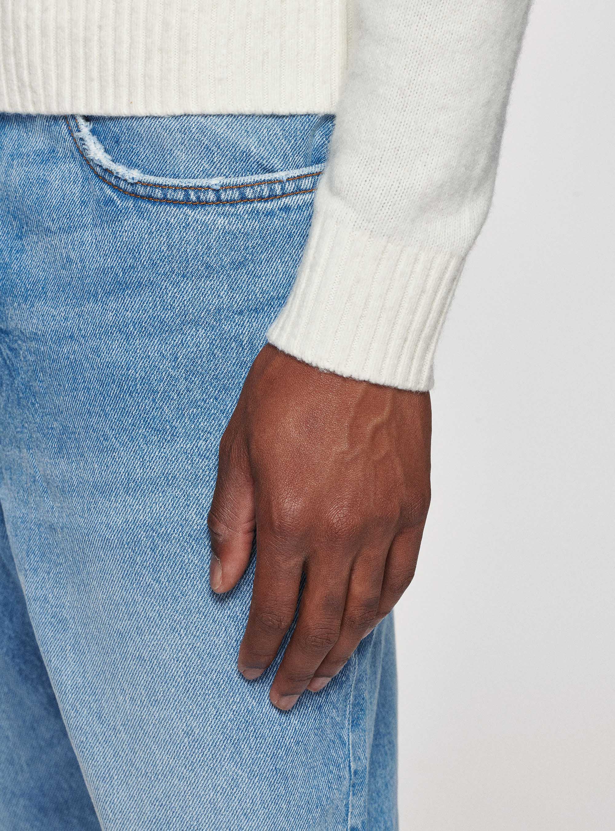 Maglia girocollo in lana brushed, BIANCO