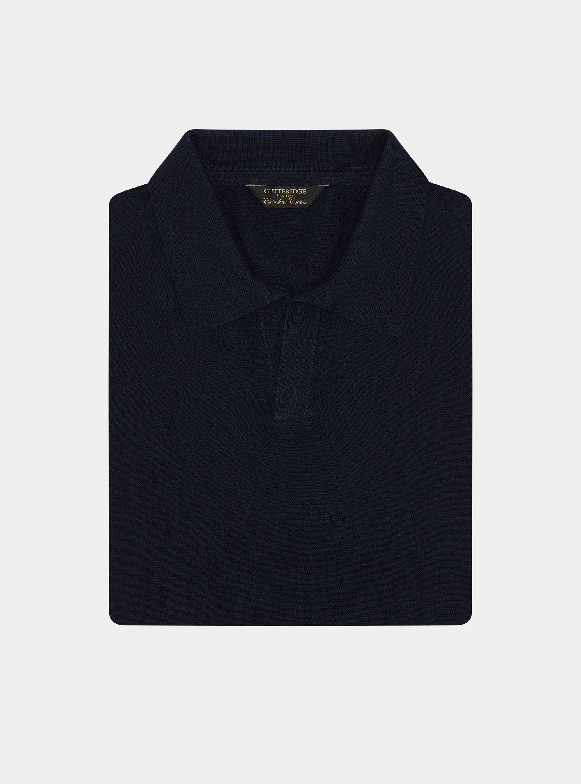 Polo &agrave; tricot&eacute;s en coton extra-fin, BLEU MARINE