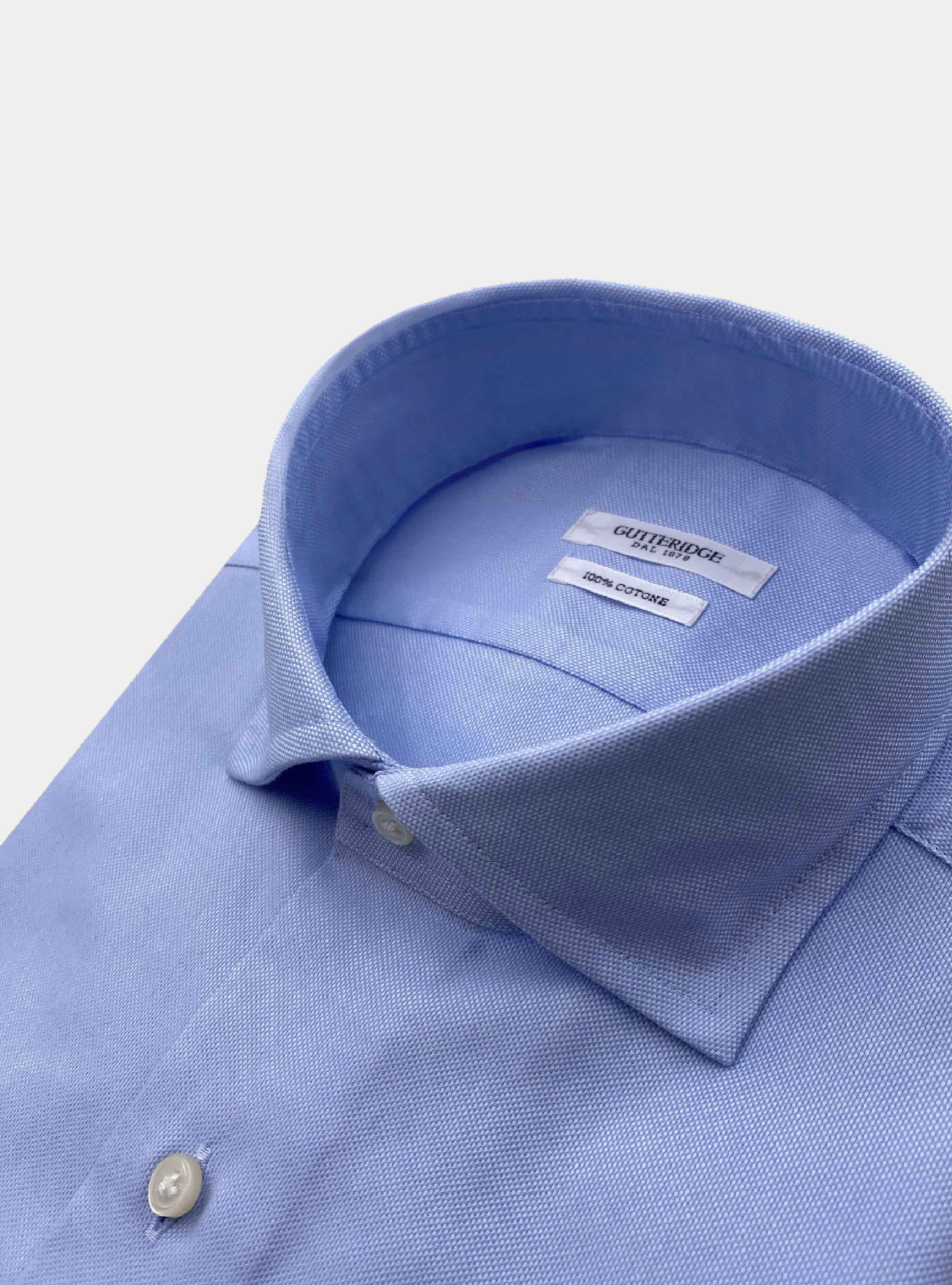 Camicia in oxford di cotone armaturato, AZZURRO