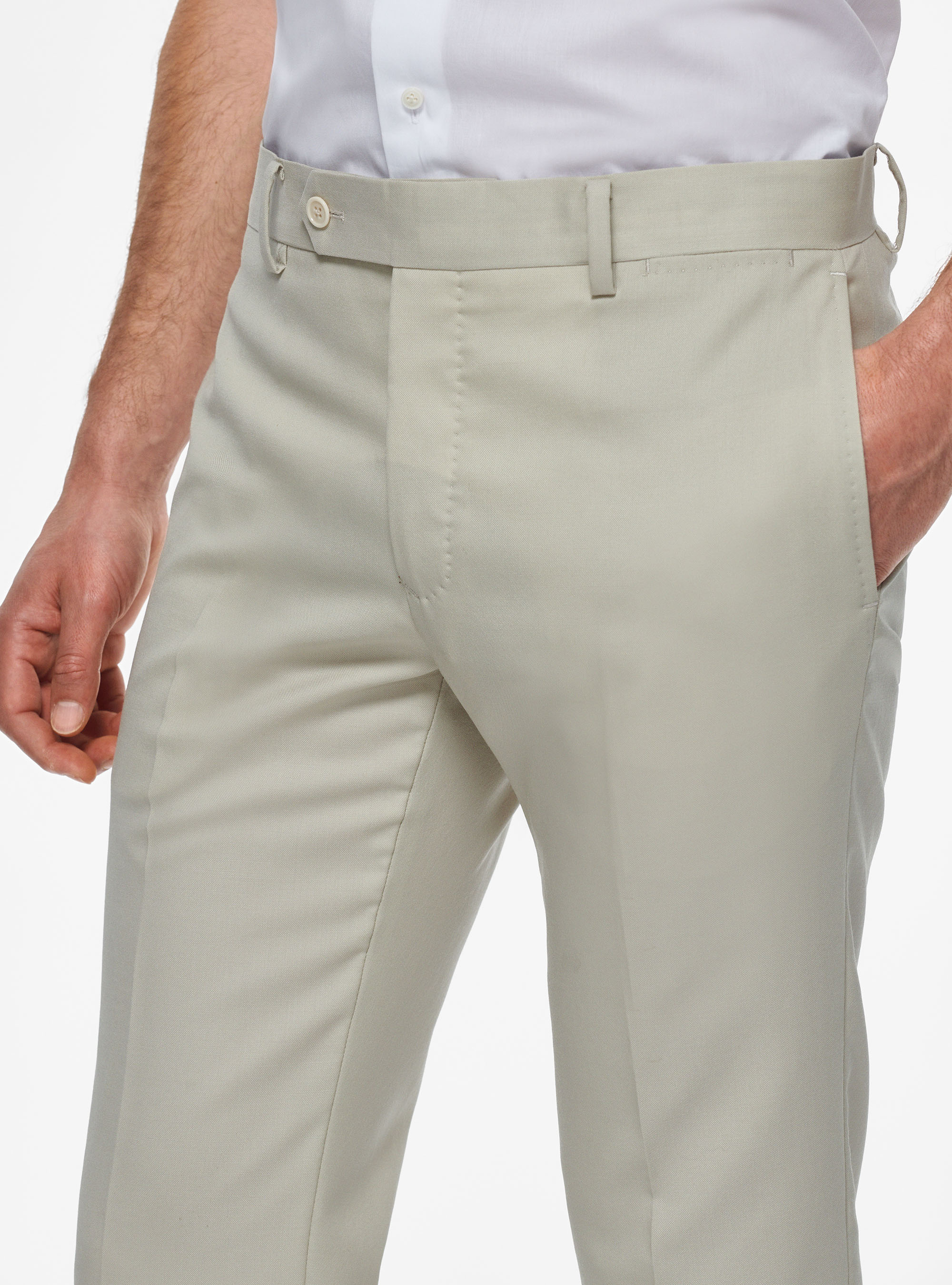 Pantaloni in pura lana Vitale Barberis Canonico, PANNA