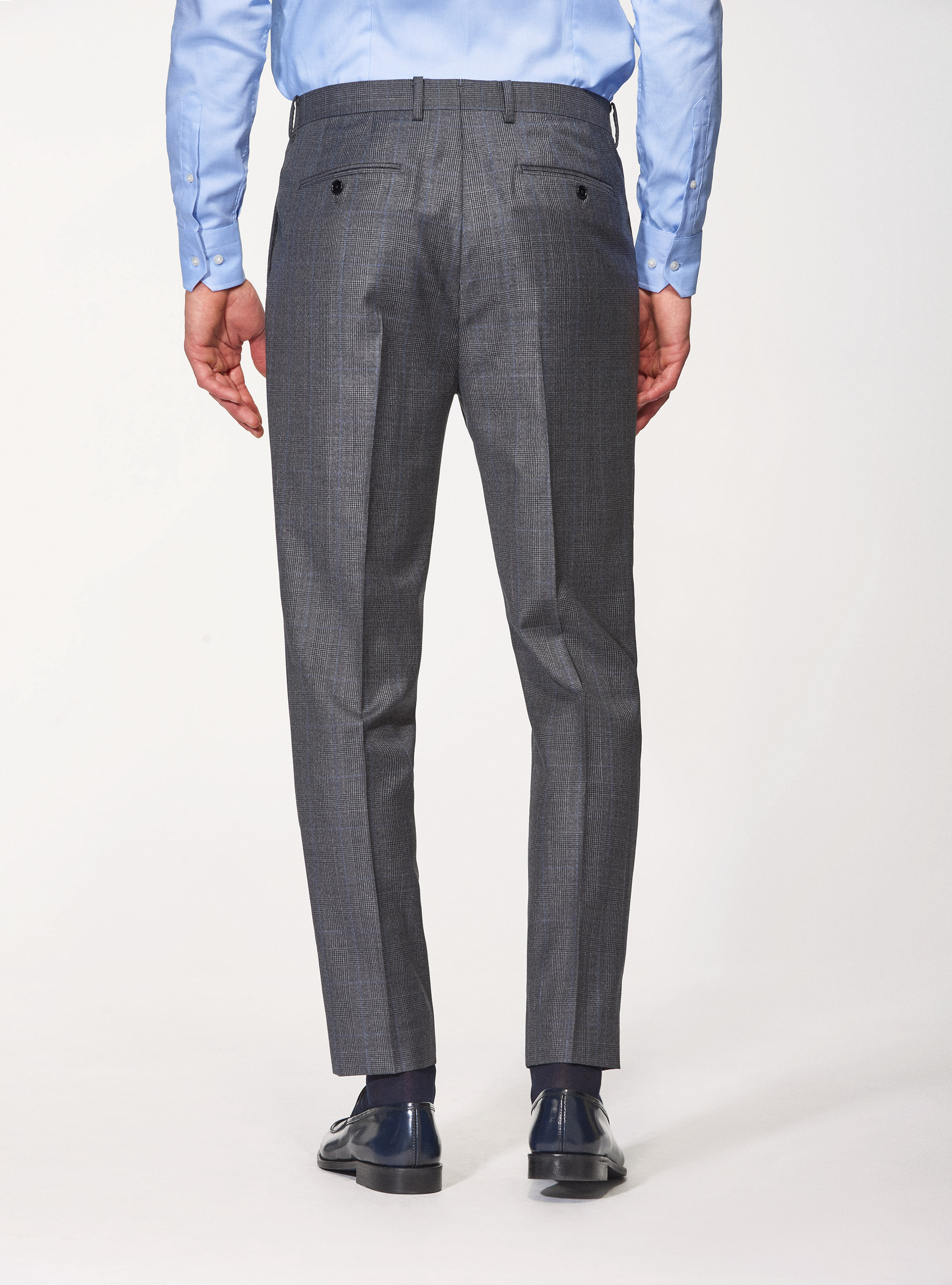 Pantaloni per abito principe di Galles in pura lana superfine 110's Vitale Barberis Canonico, ASFALTO