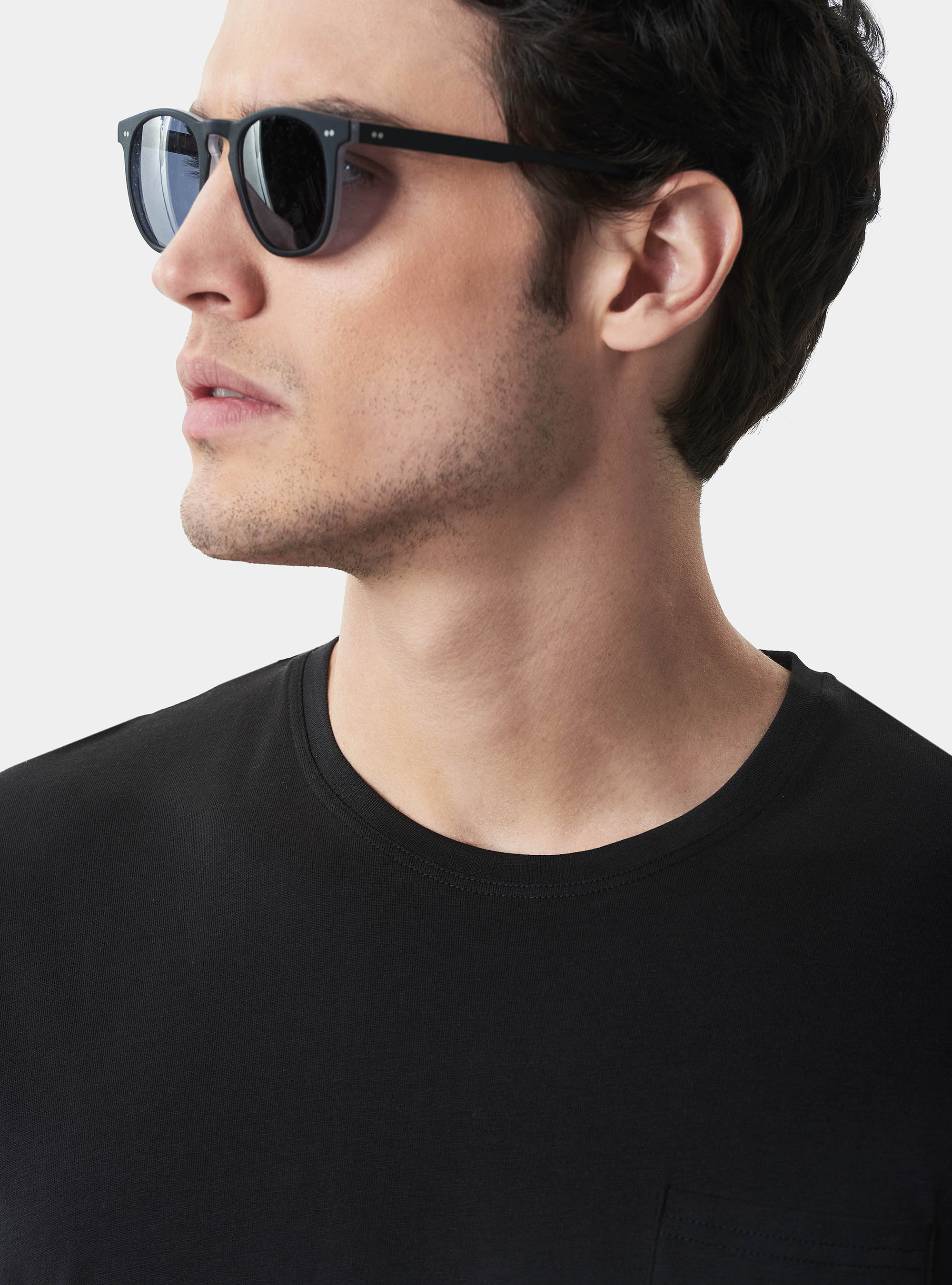 Maglietta con taschino in jersey di Cotone Supima, NERO