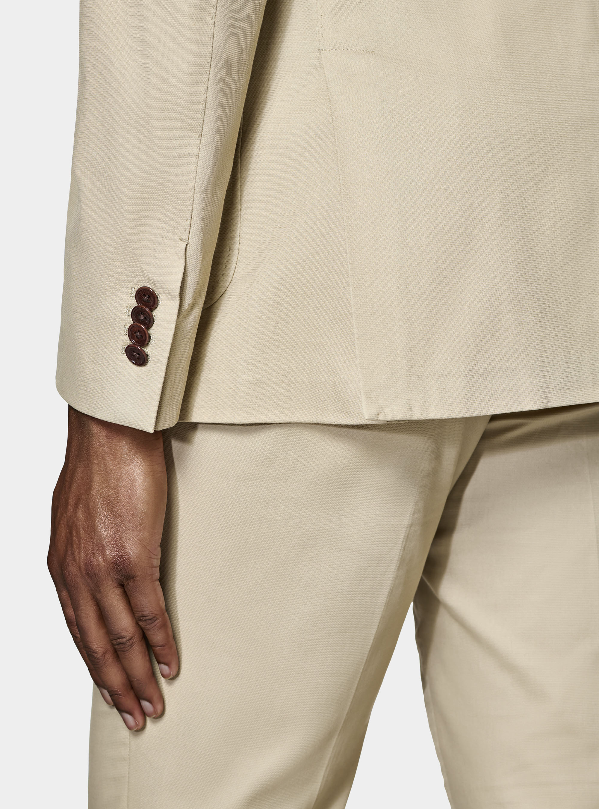 Armoured cotton suit blazer, SAND