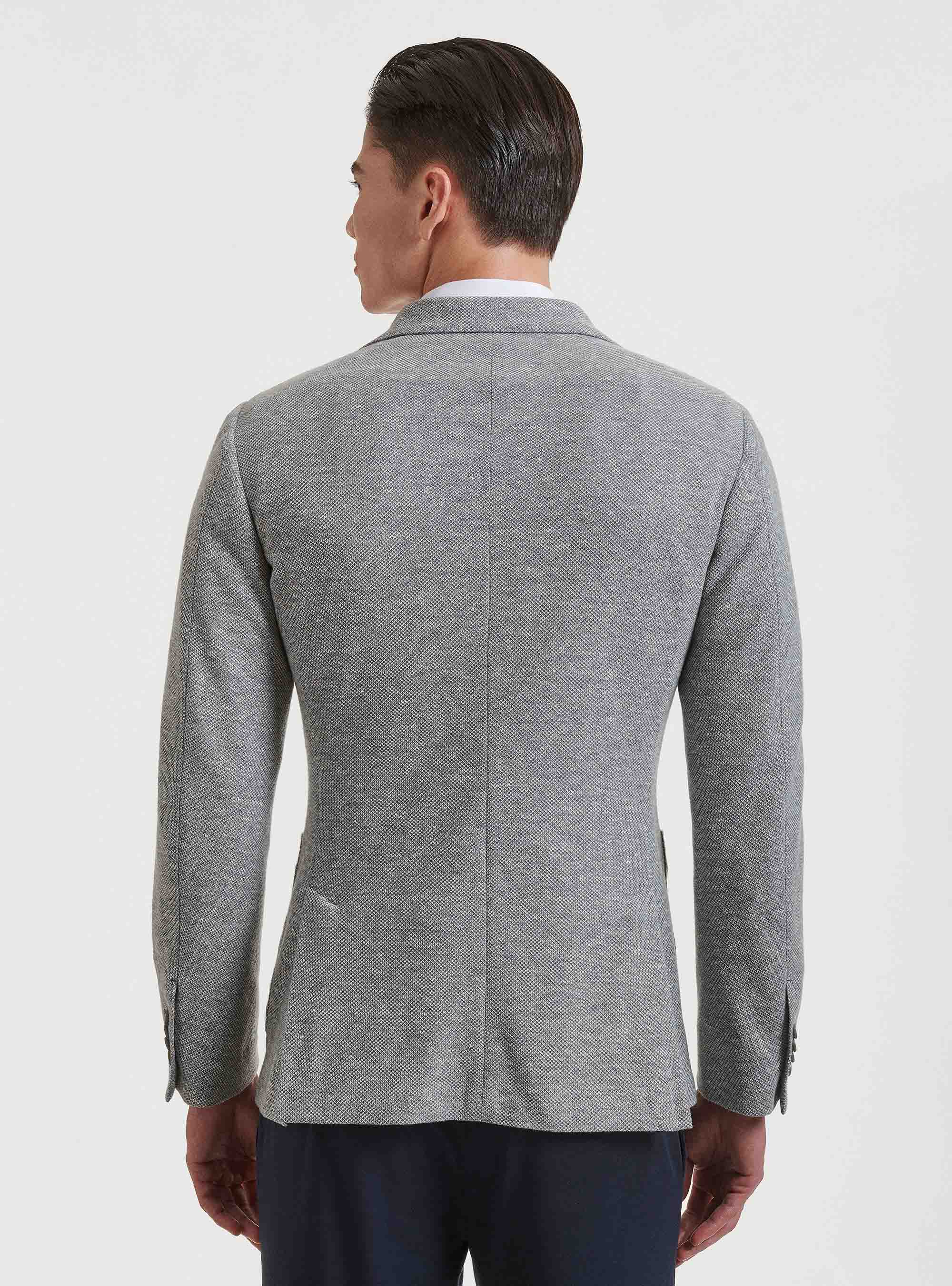 Wool and linen jersey blazer, LIGHT GREY MELANGE