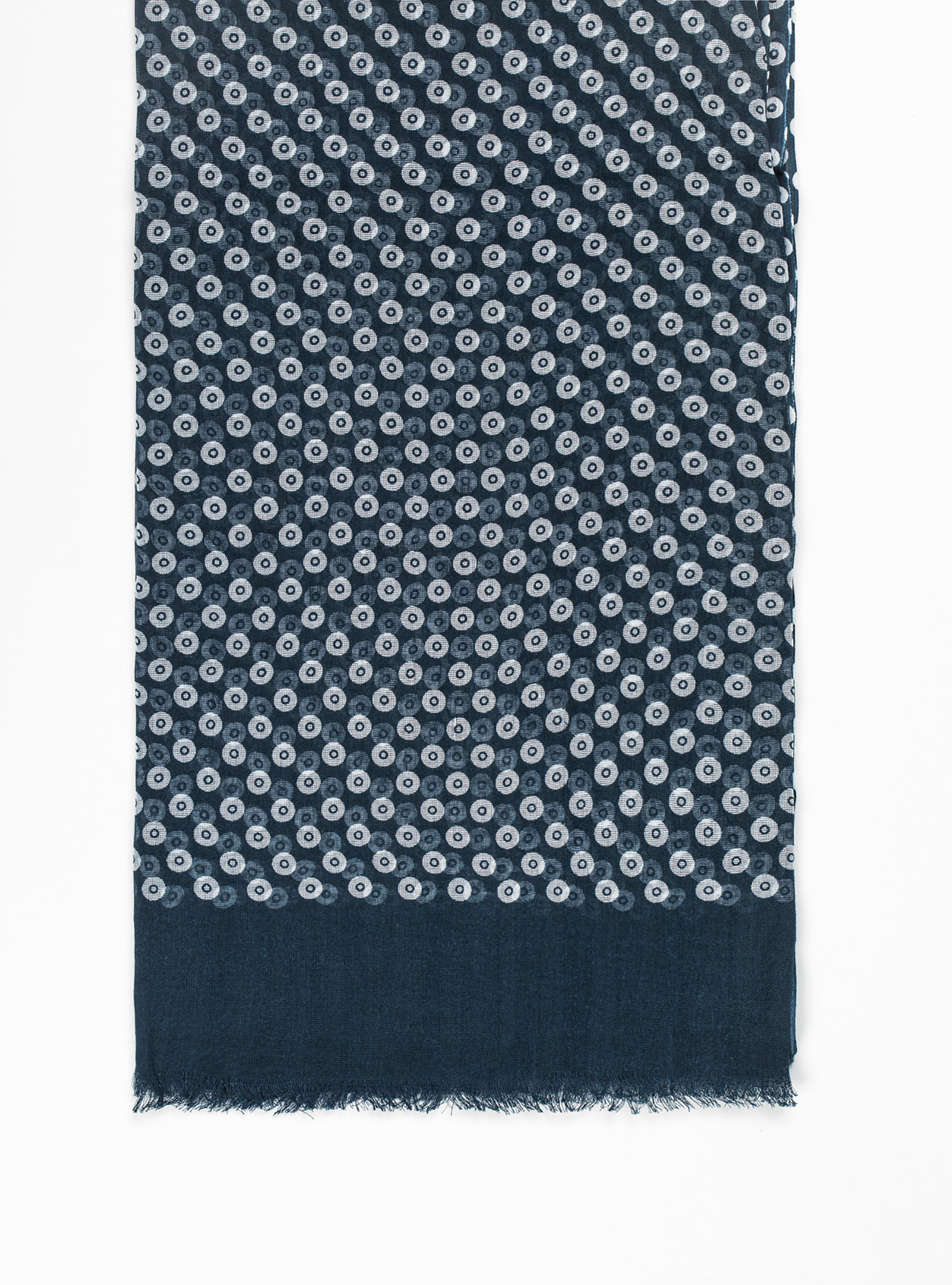 Sciarpa cotone fantasia cerchi, BLU NAVY