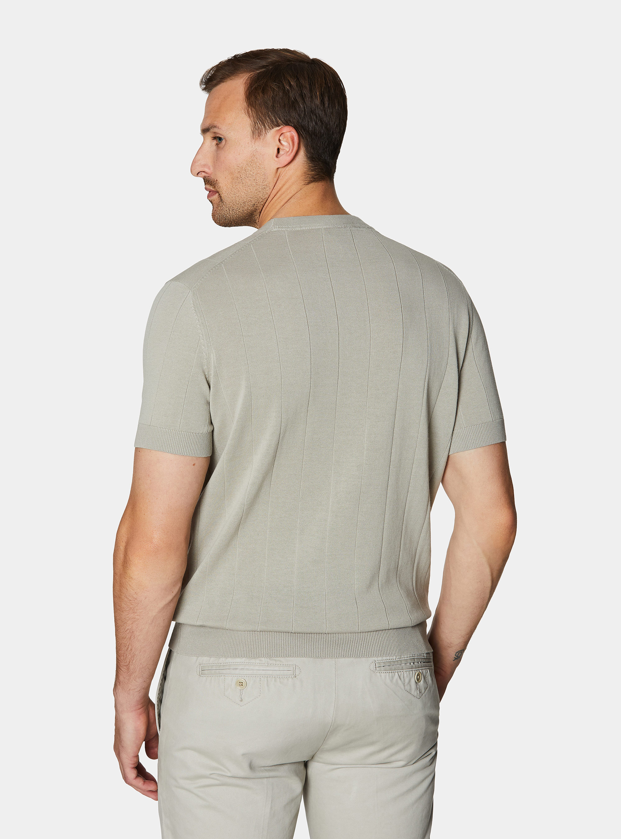 Maglia in puro cotone costa piatta, SABBIA