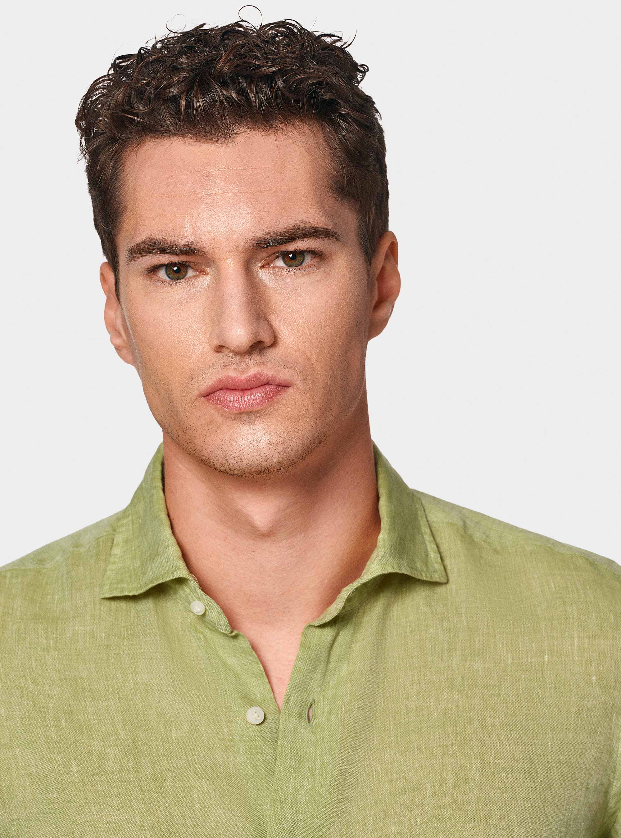 Camicia in puro lino, VERDE PISTACCHIO 0616C