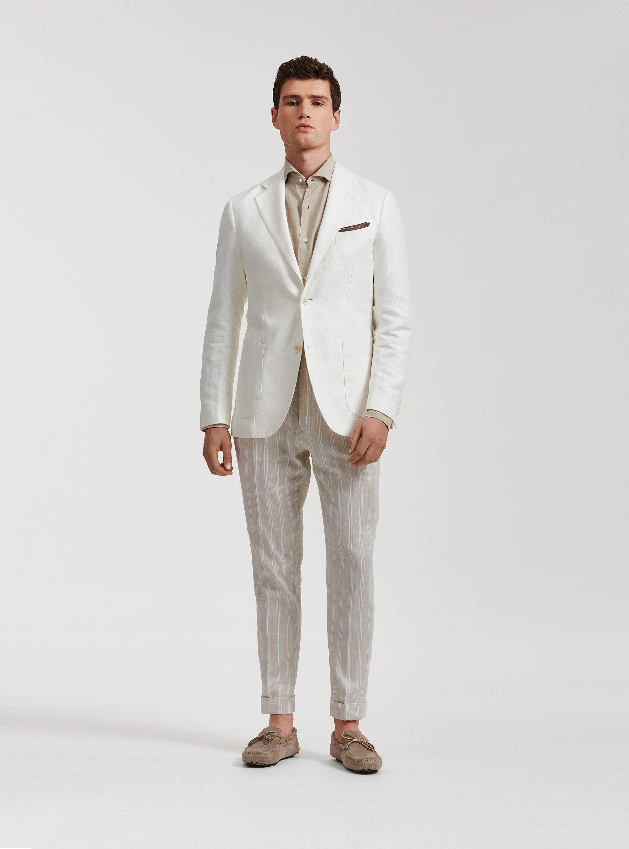 Linen and cotton blazer, WHITE