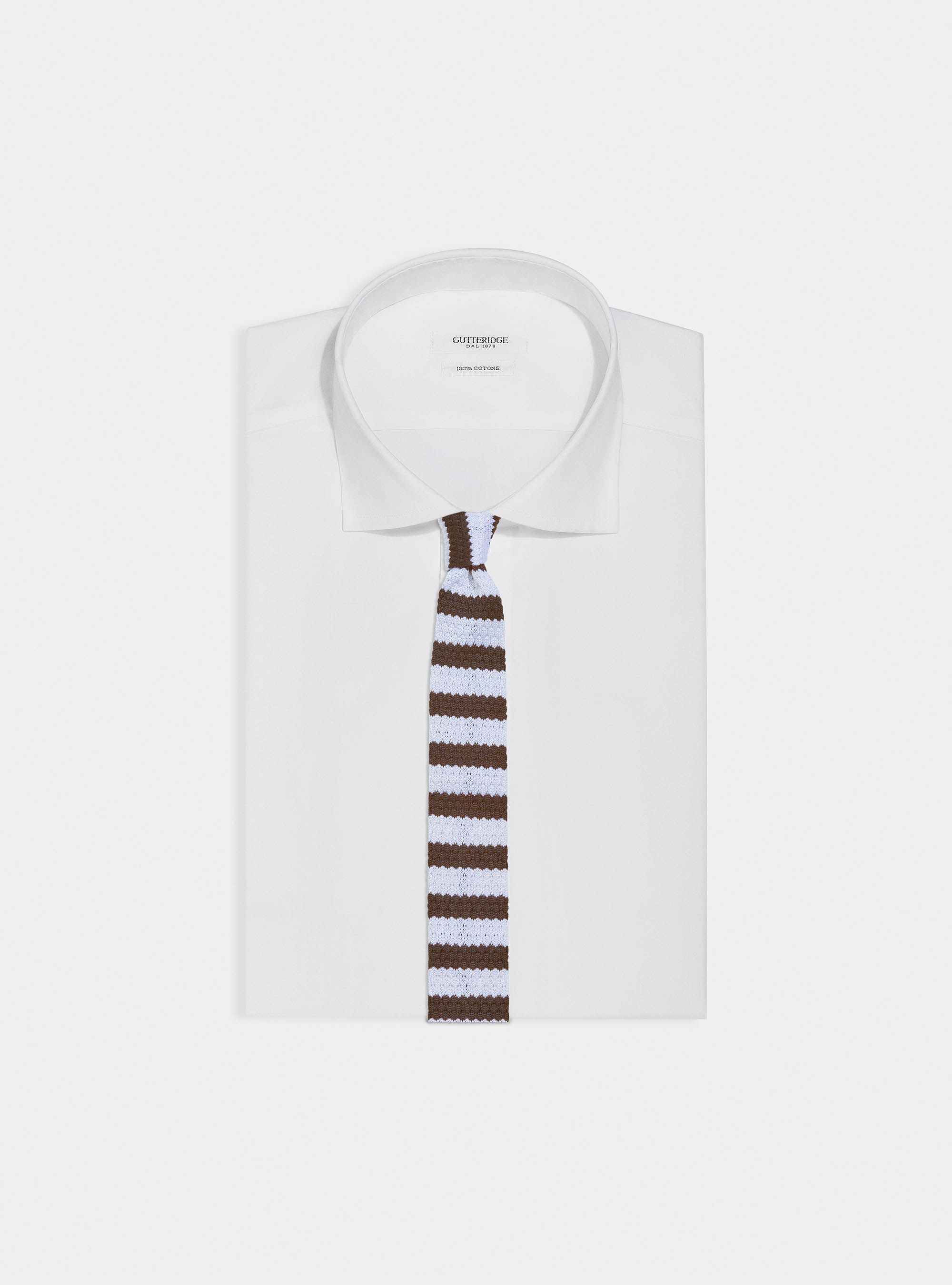 Cravatta in maglia a righe, MARRONE 0508C