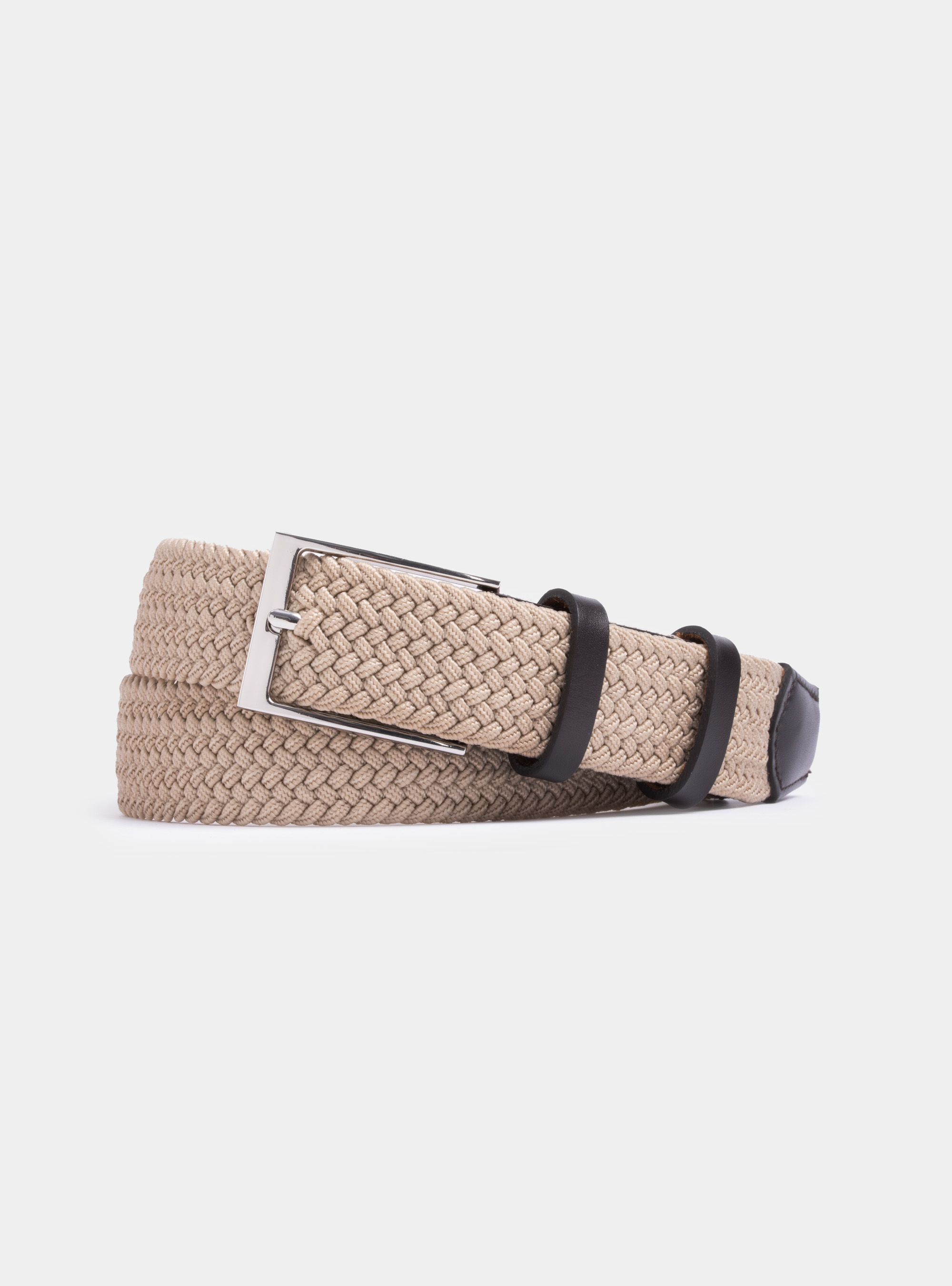Elasticised braided belt, ECRU