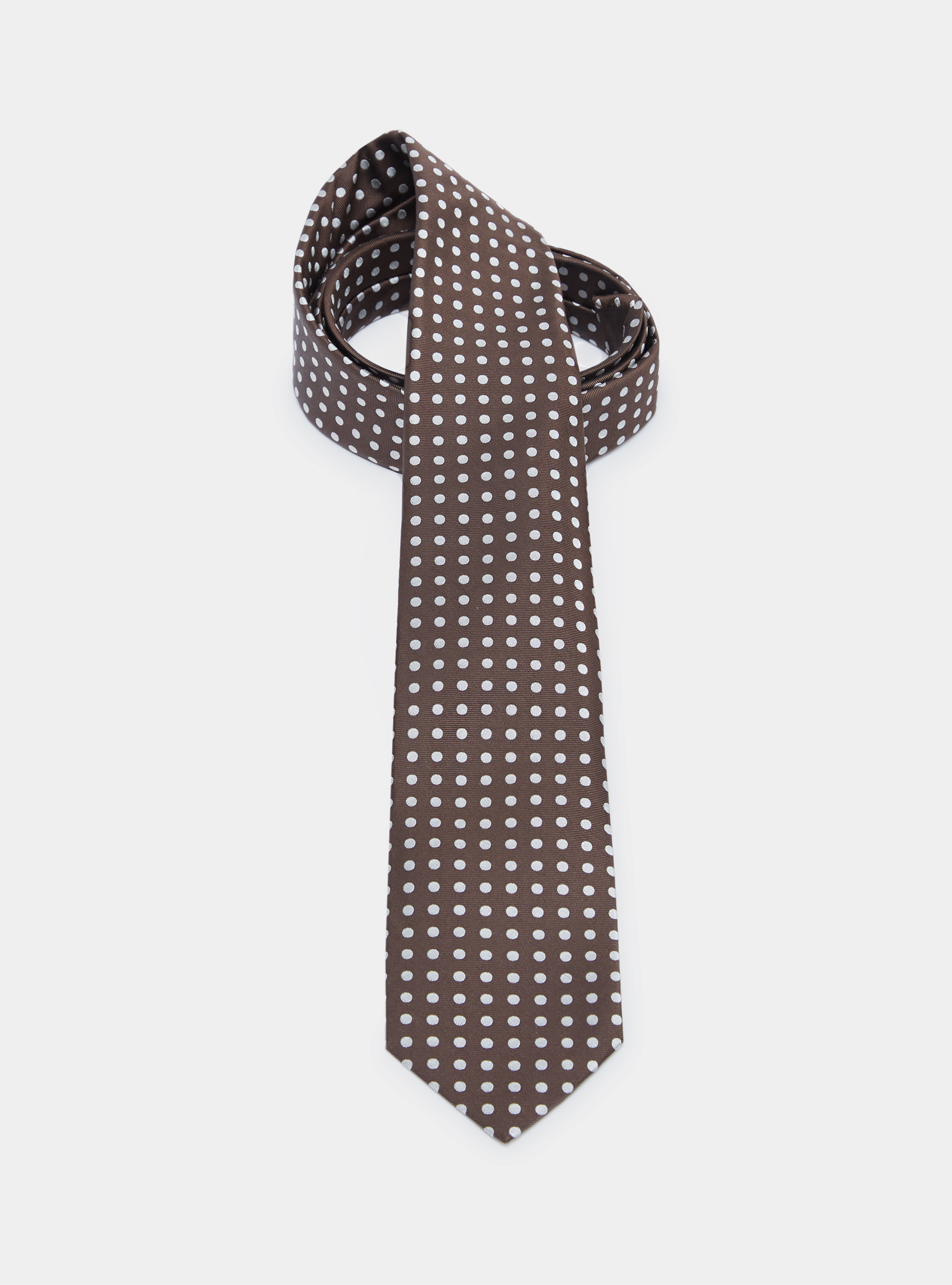 Jacquard silk polka dot tie, BROWN