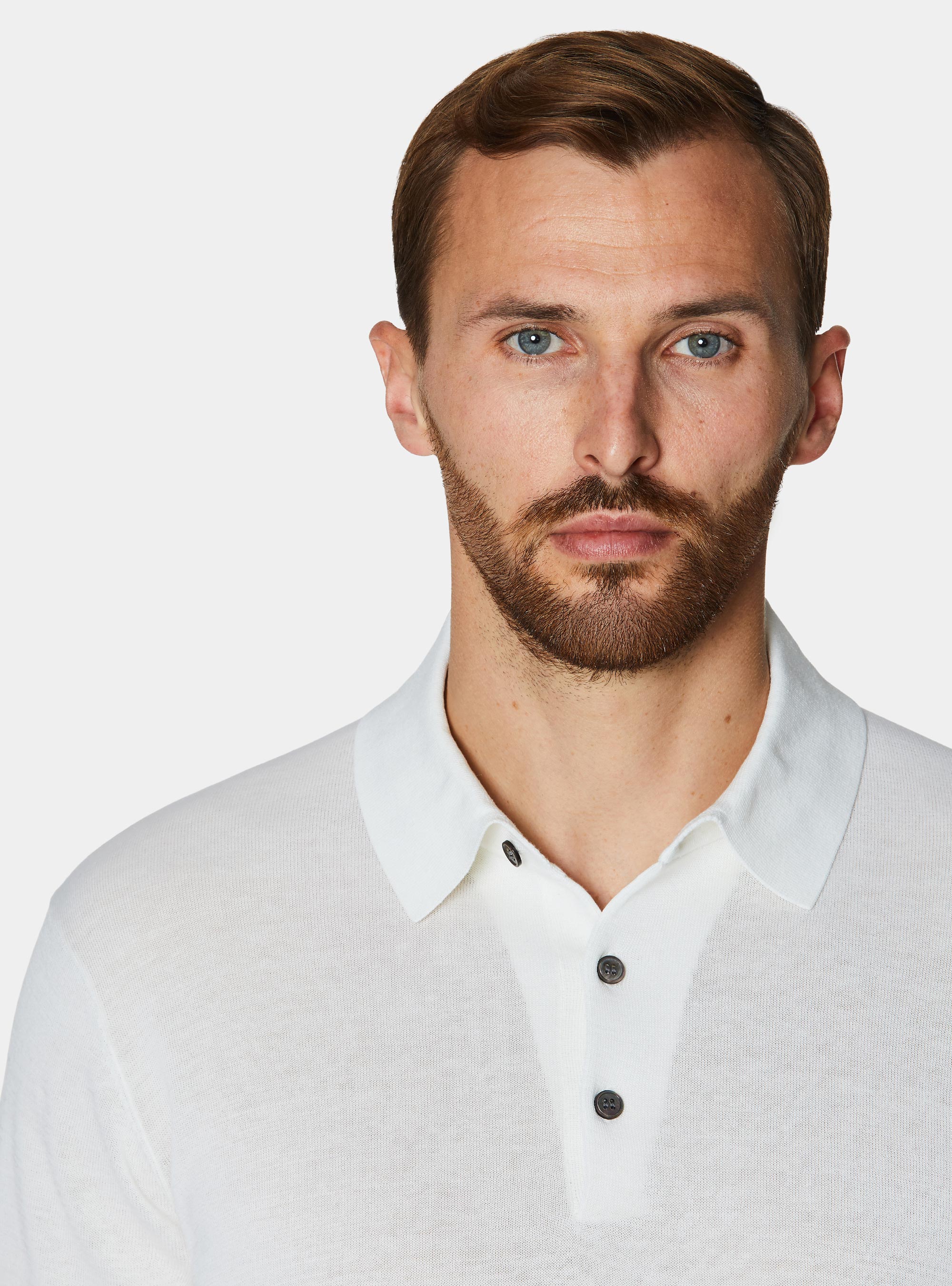 Cotton and silk polo shirt, WHITE