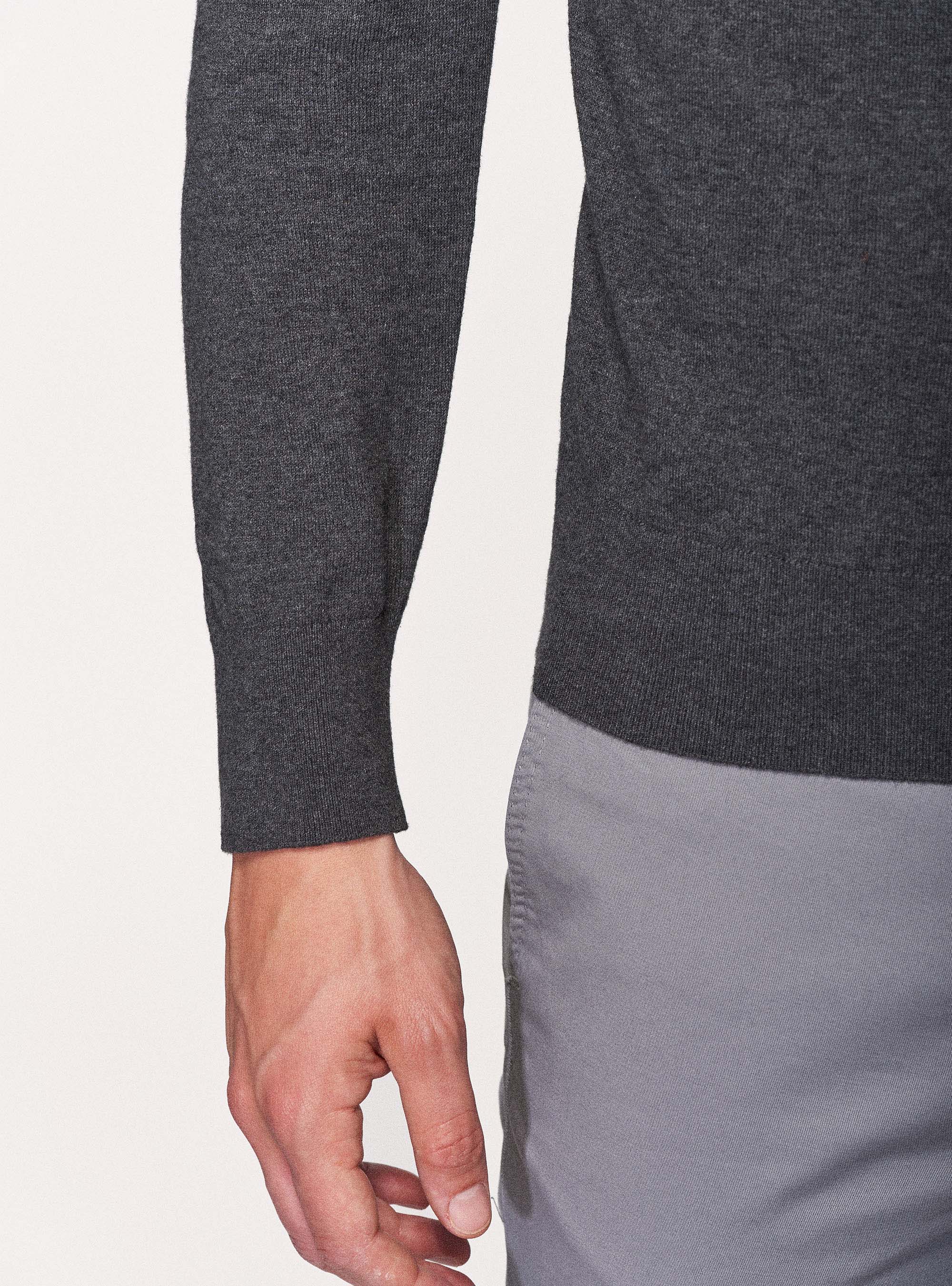Maglia girocollo in cotone seta e cashmere, ASFALTO