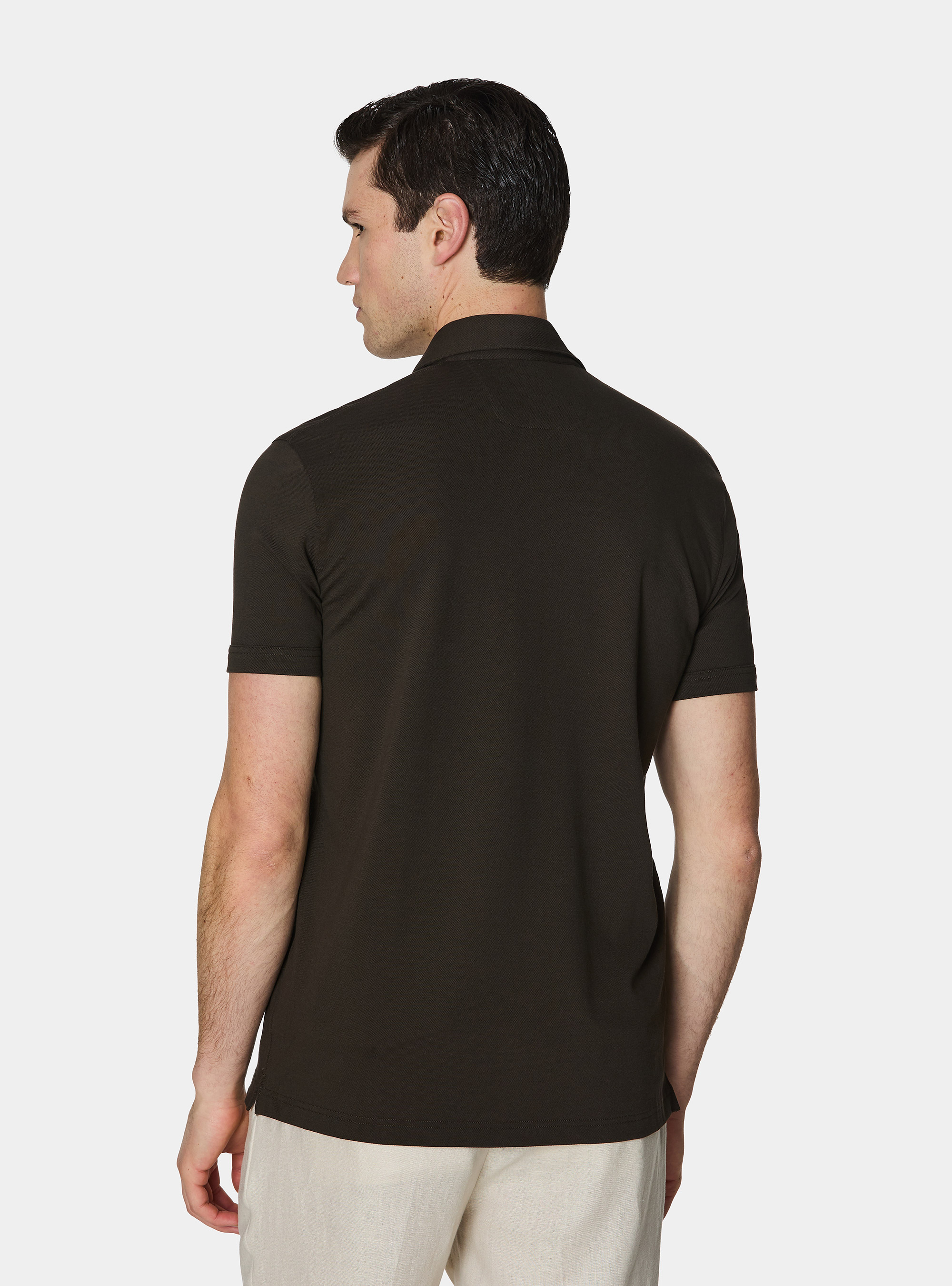 GT01 stretch pique polo shirt, BROWN