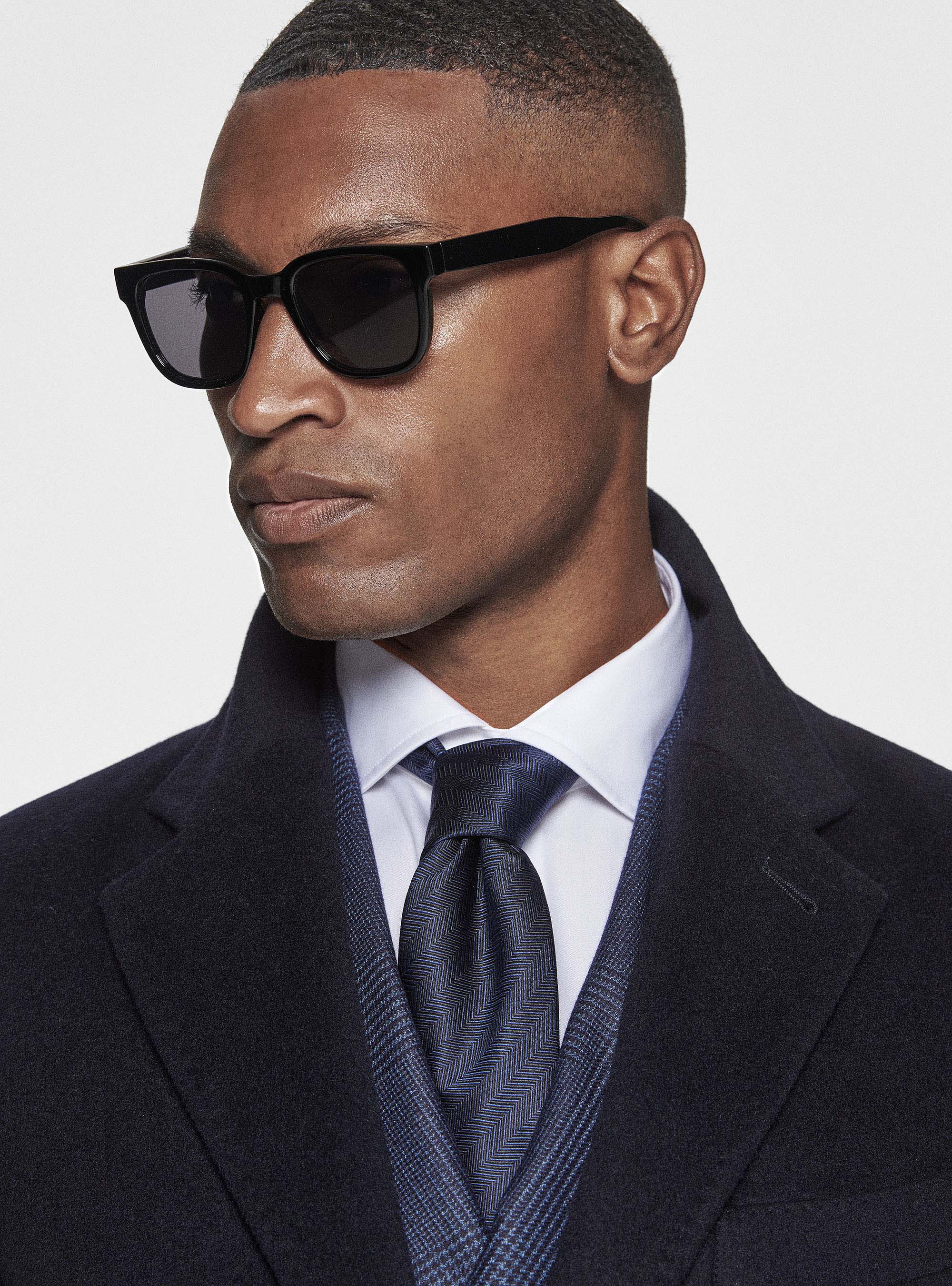 Wool and cashmere coat, NAVY BLUE