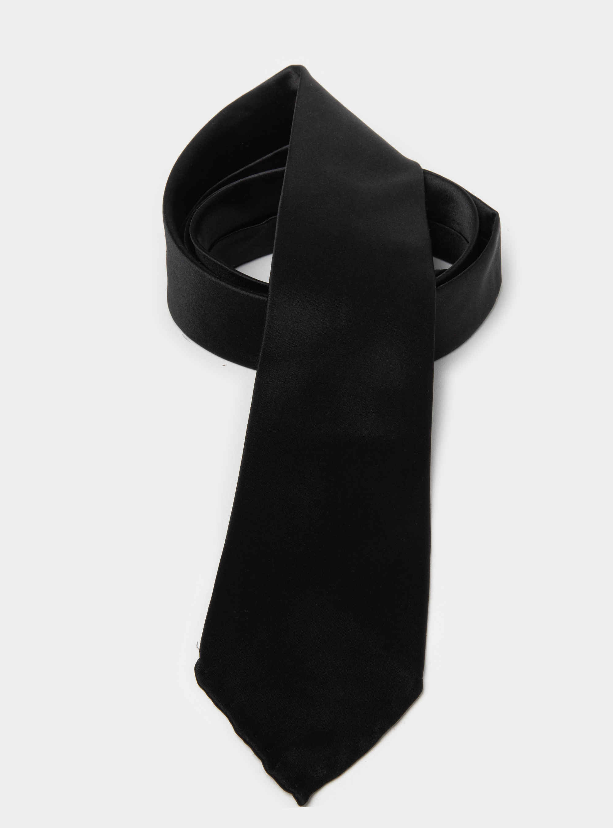 Cravatta in pura seta tinta unita, NERO