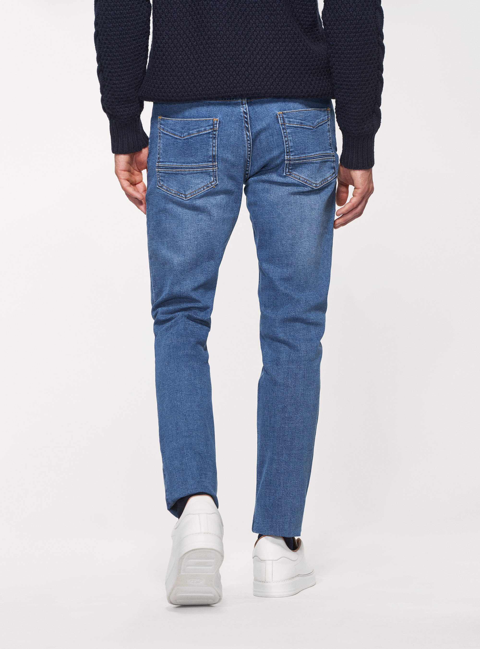 Regular fit washed jeans, BLUE