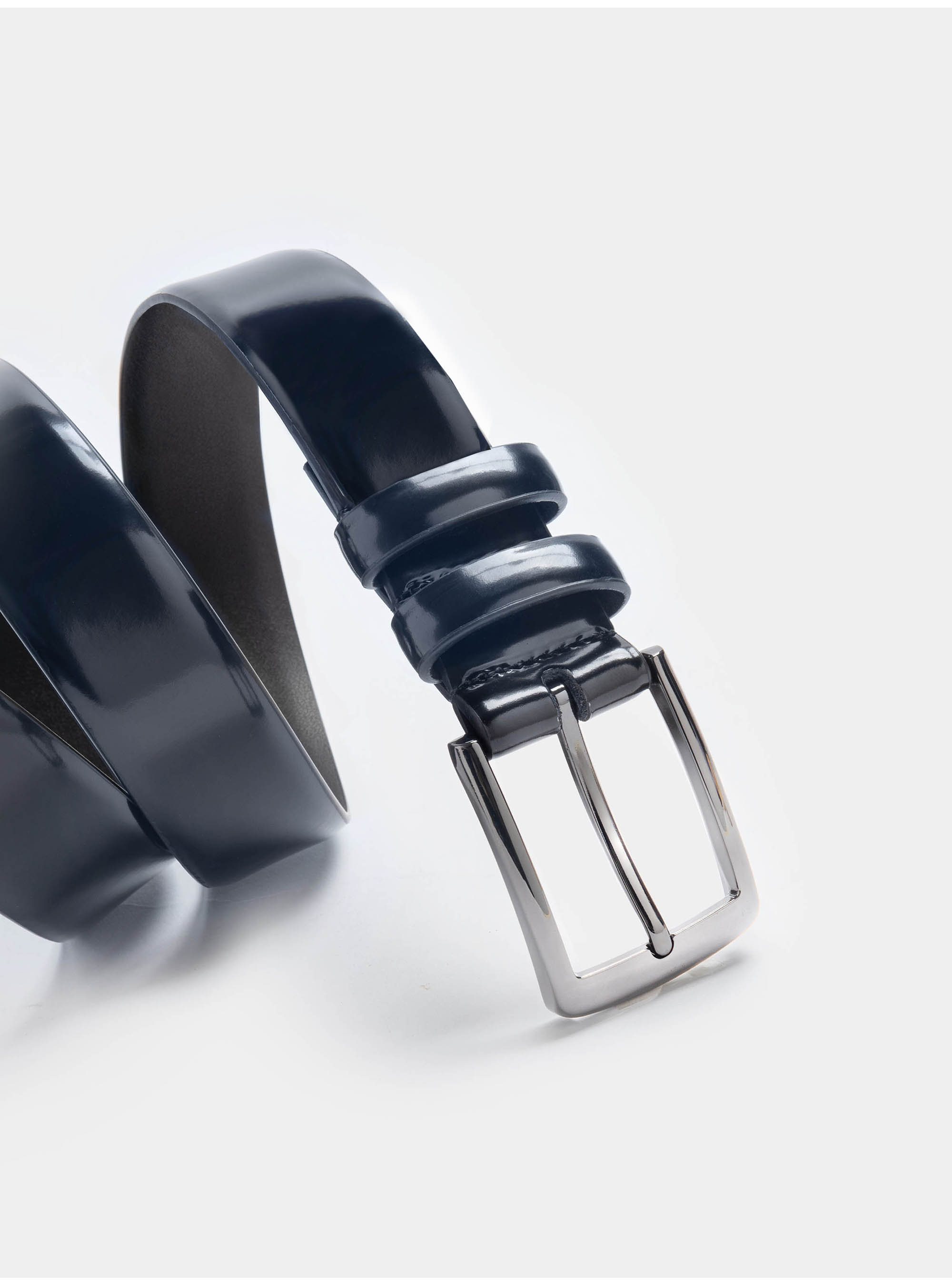 Matt brushed leather belt, NAVY BLUE