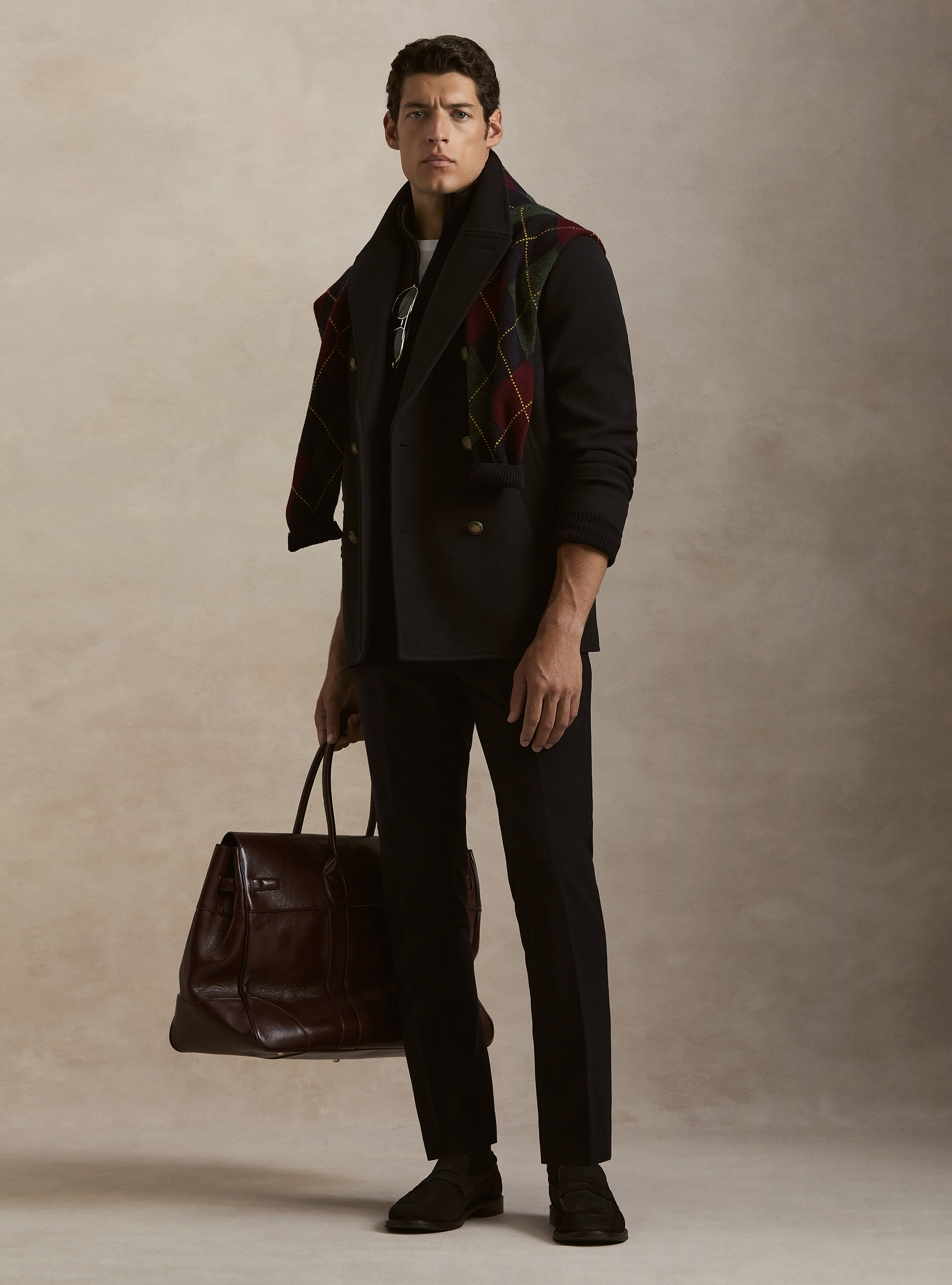 Peacoat in misto lana con bottone metallo, BLU NAVY