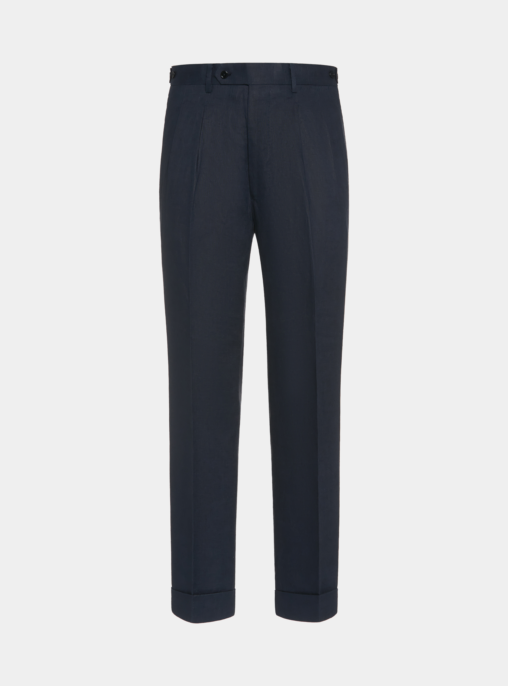 Pantaloni doppia pince in puro lino, BLU NAVY