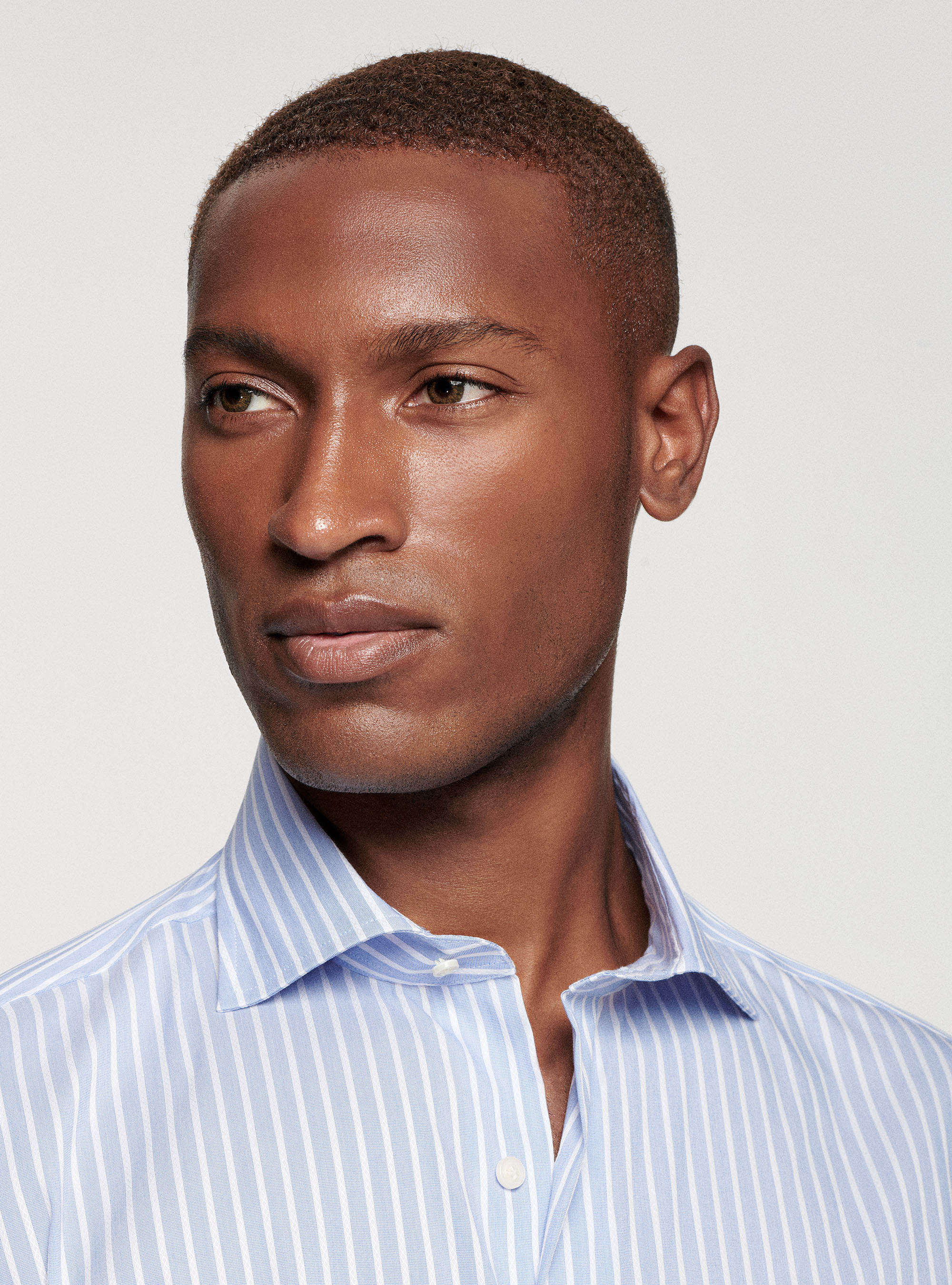 Camicia in misto cotone stretch, AZZURRO