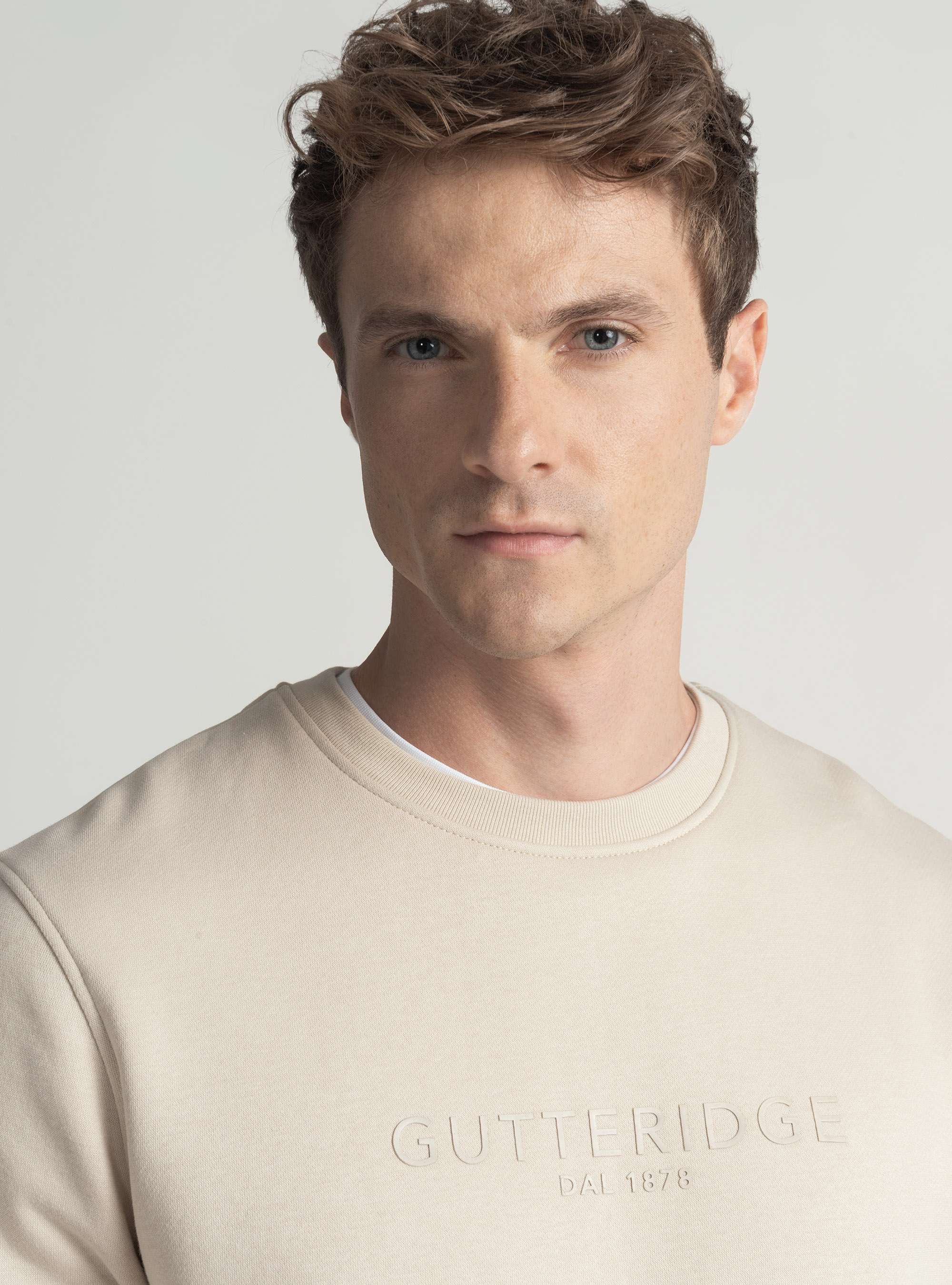 Sudadera de cuello redondo con logotipo, CRUDO