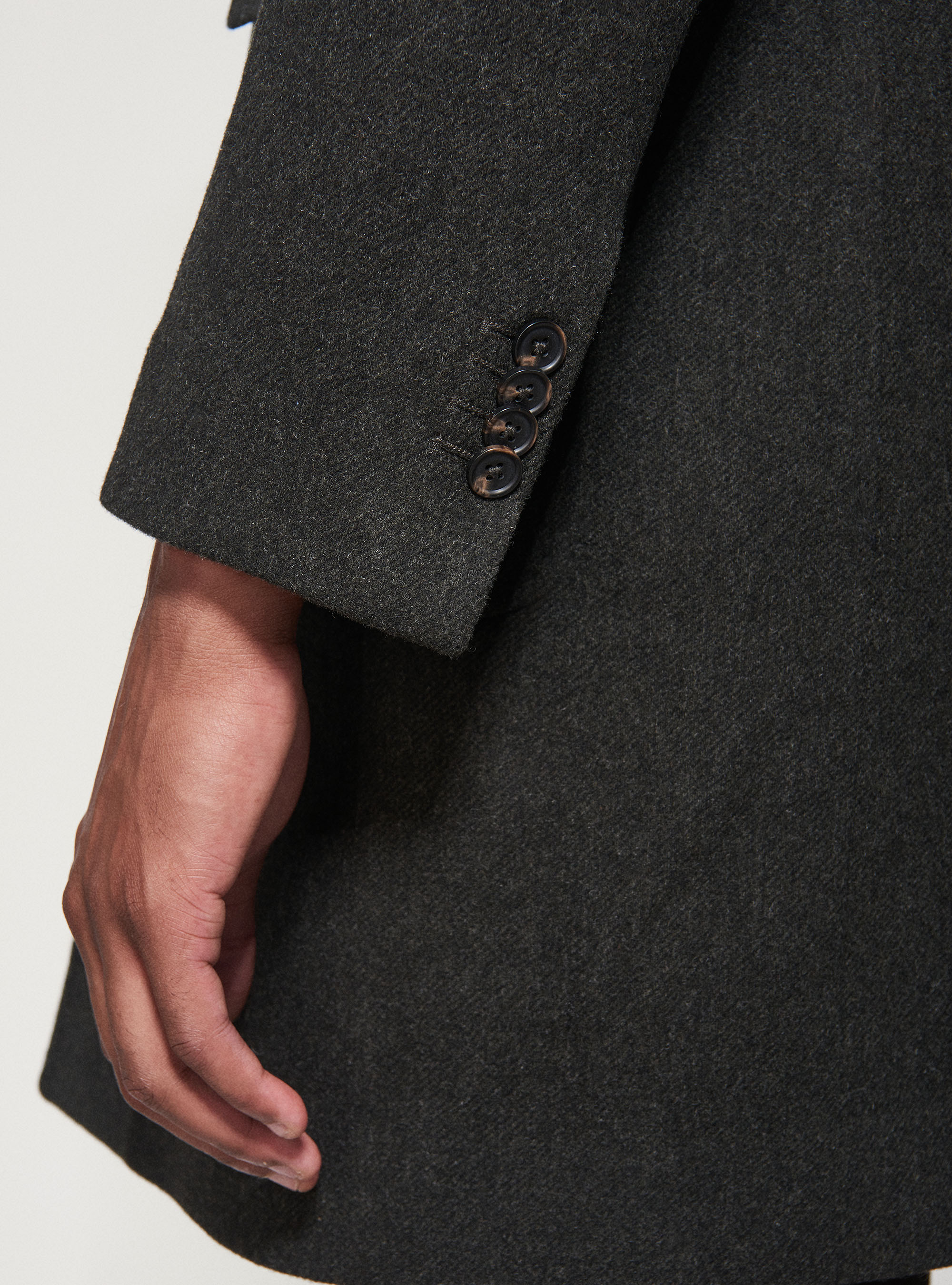 Abrigo de un solo pecho en pura lana, VERDE