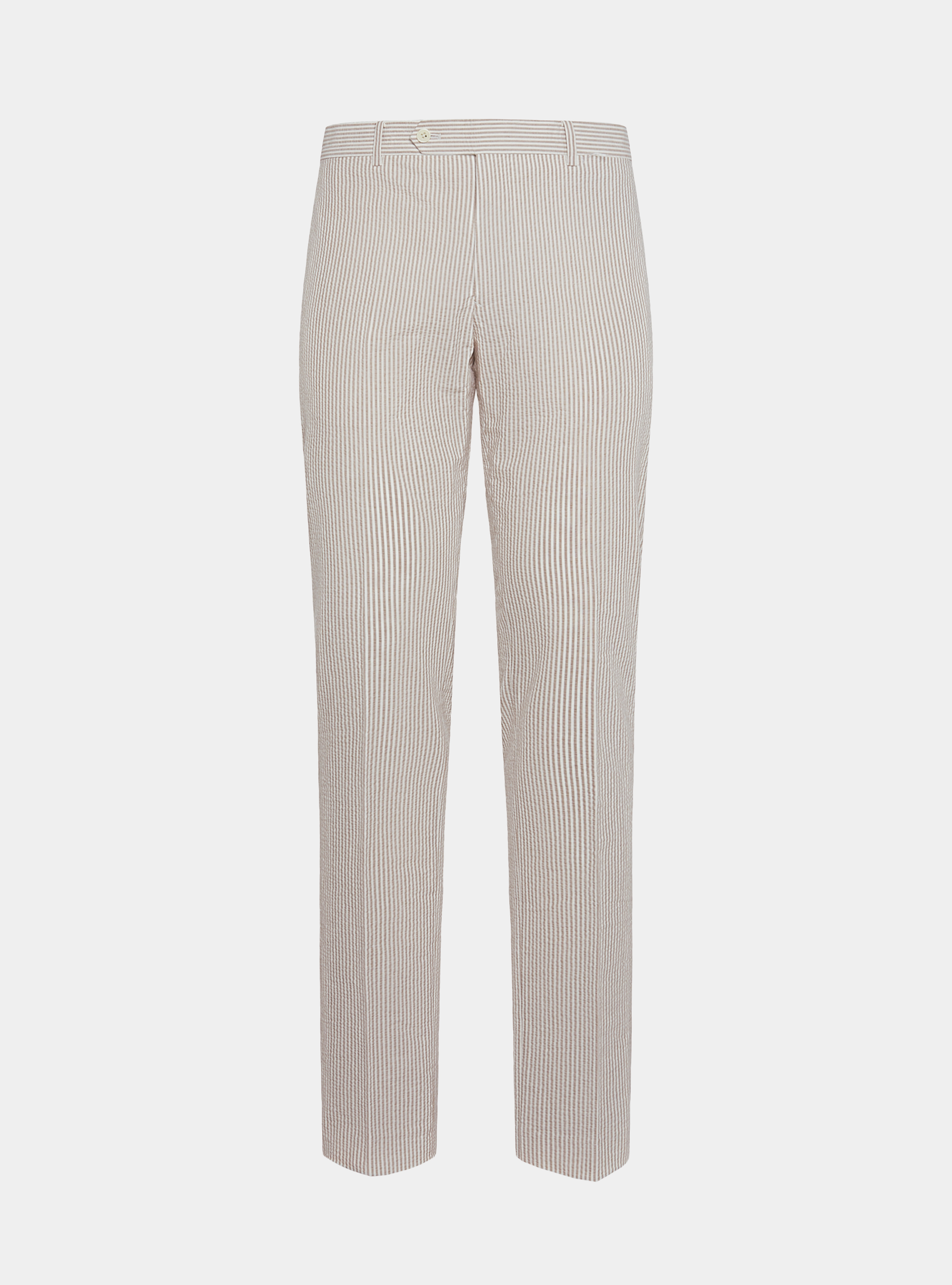 Pantaloni seersucker in misto cotone rigato, SABBIA