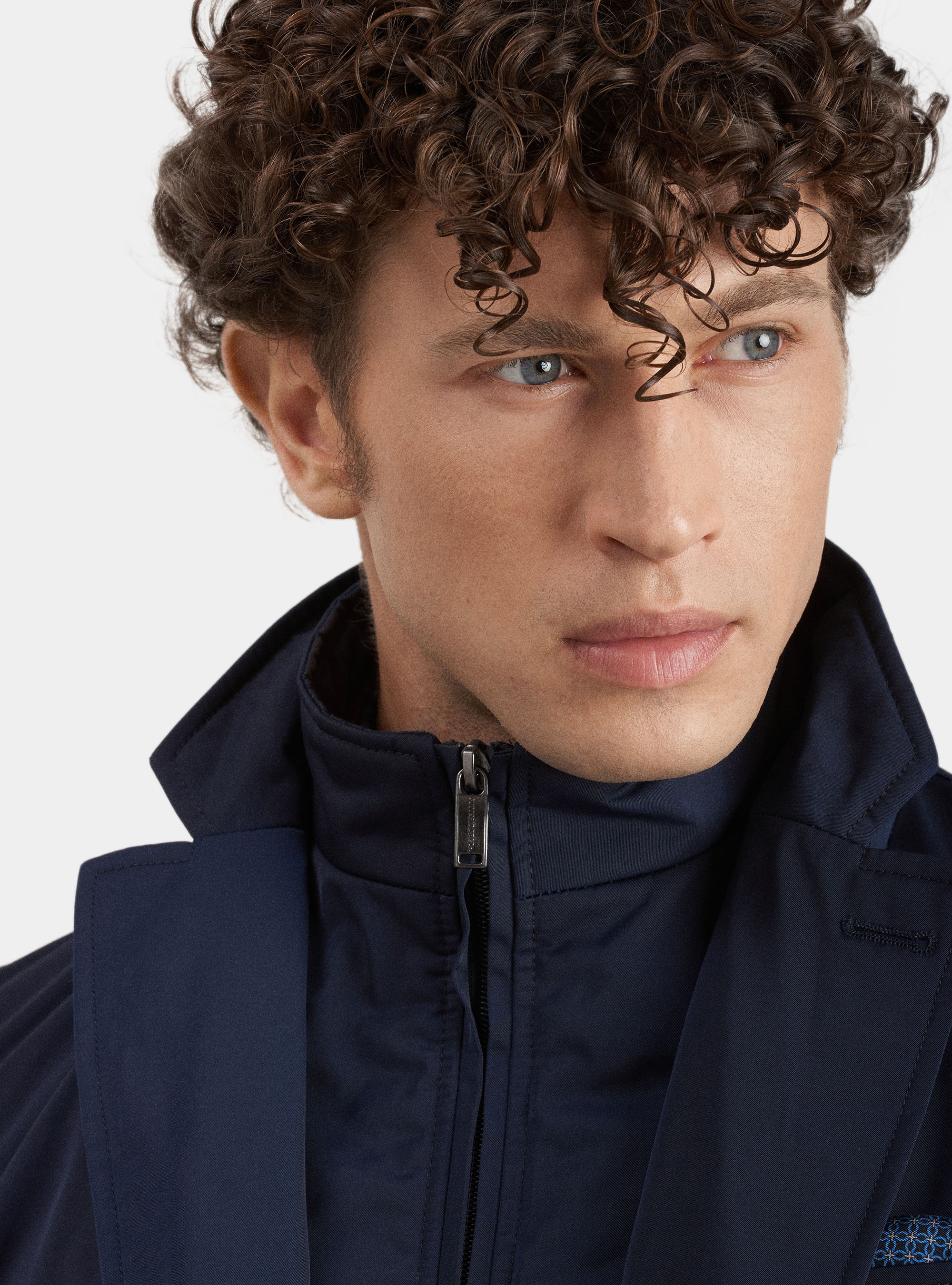 Single-breasted raincoat with bib, NAVY BLUE