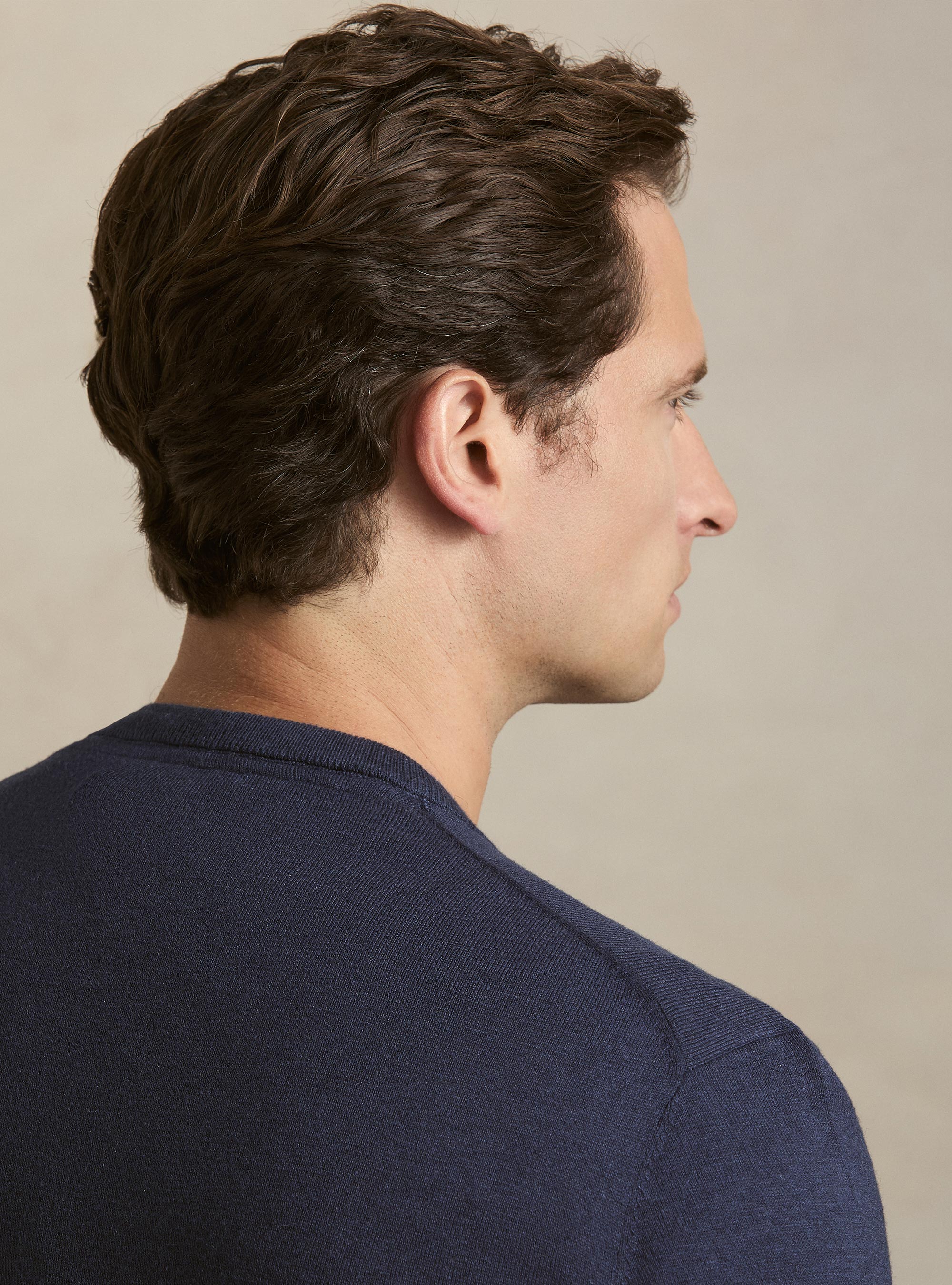 Maglia girocollo in cotone seta e cashmere, INCHIOSTRO