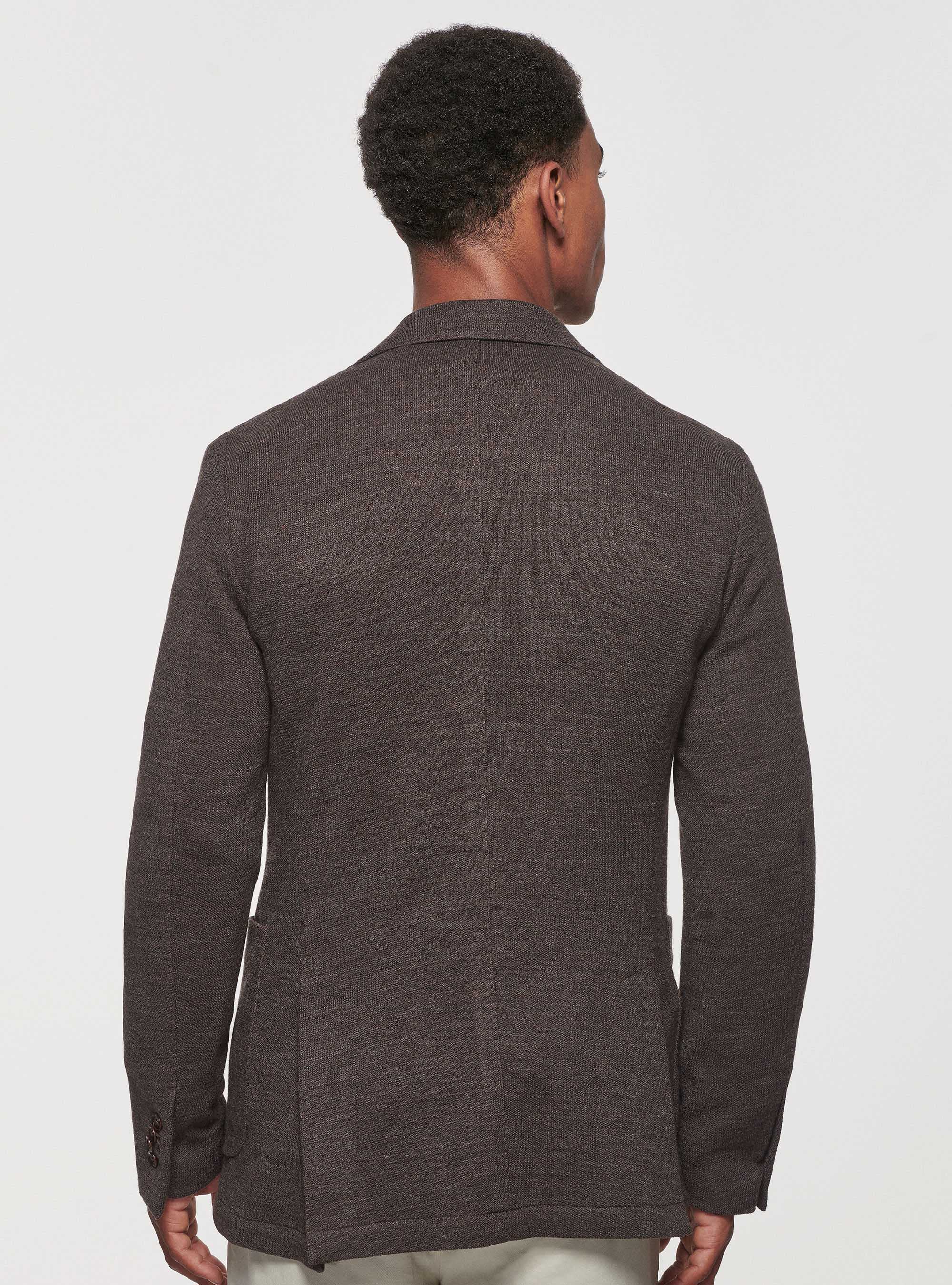 Giacca sfoderata in jersey di lana e cotone, MARRONE