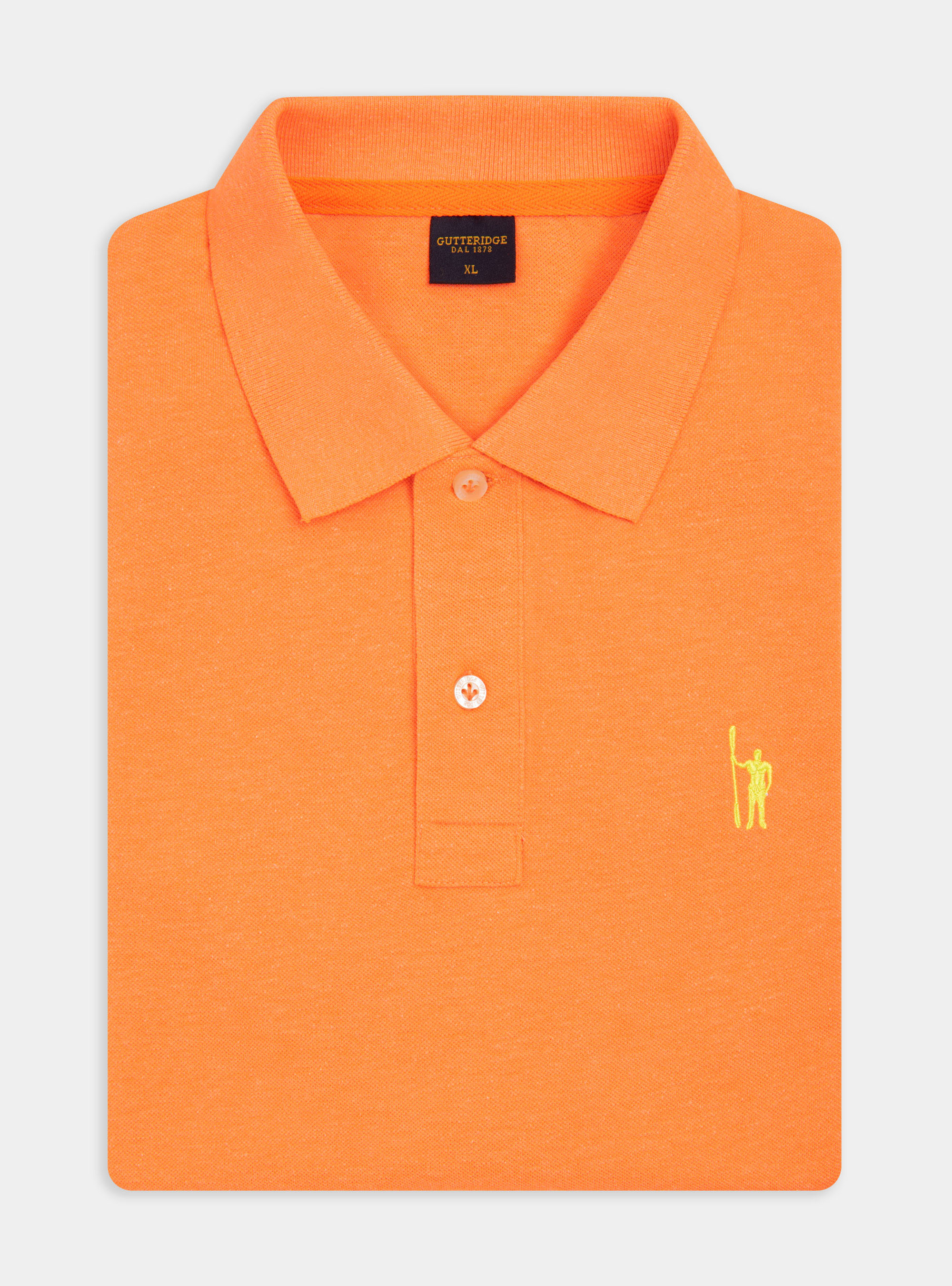 Fluorescent piqu&eacute; polo shirt with embroidery, ARANCIO FLUO 0389C