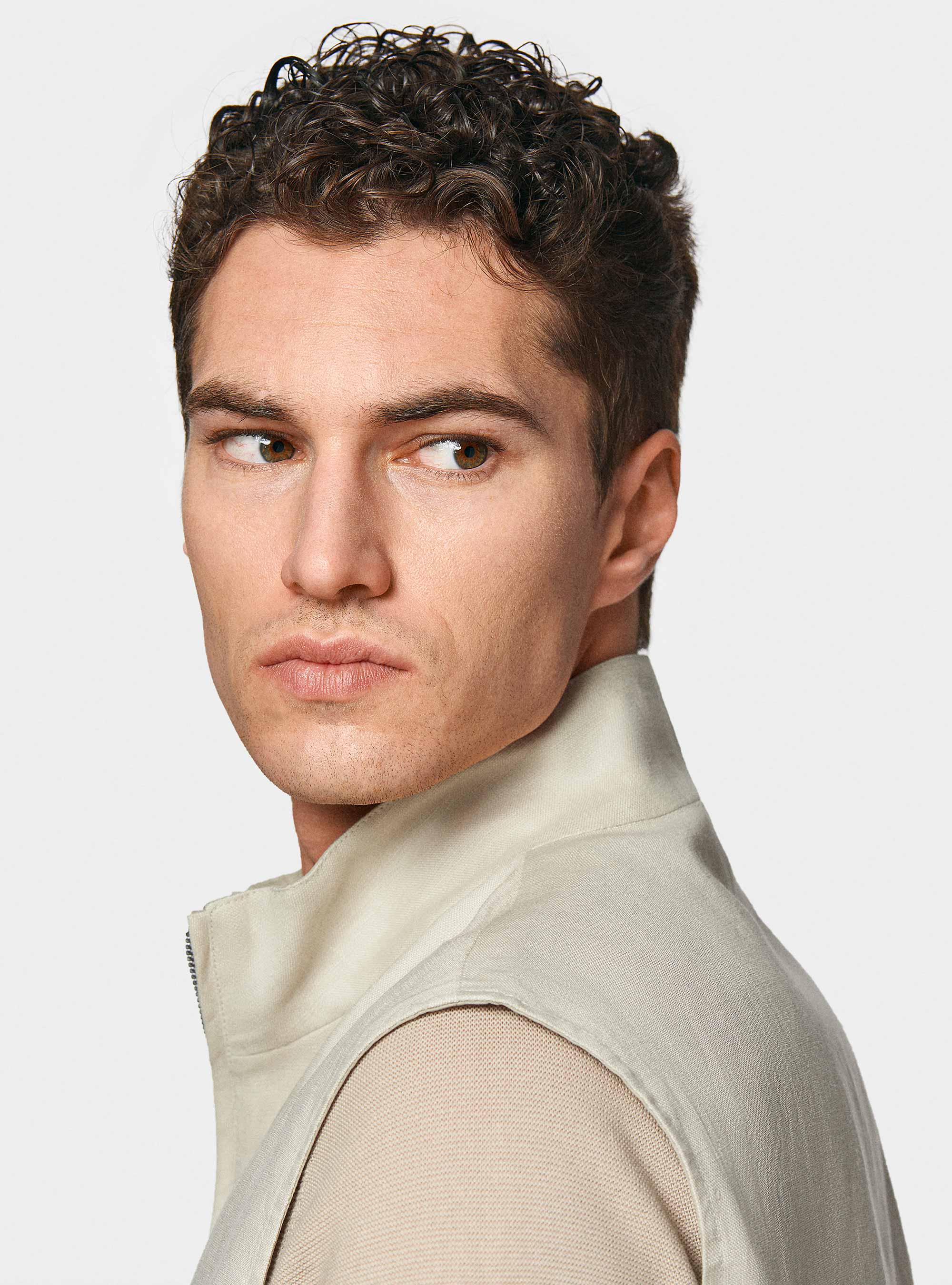 Reversible sleeveless in pure linen, ECRU