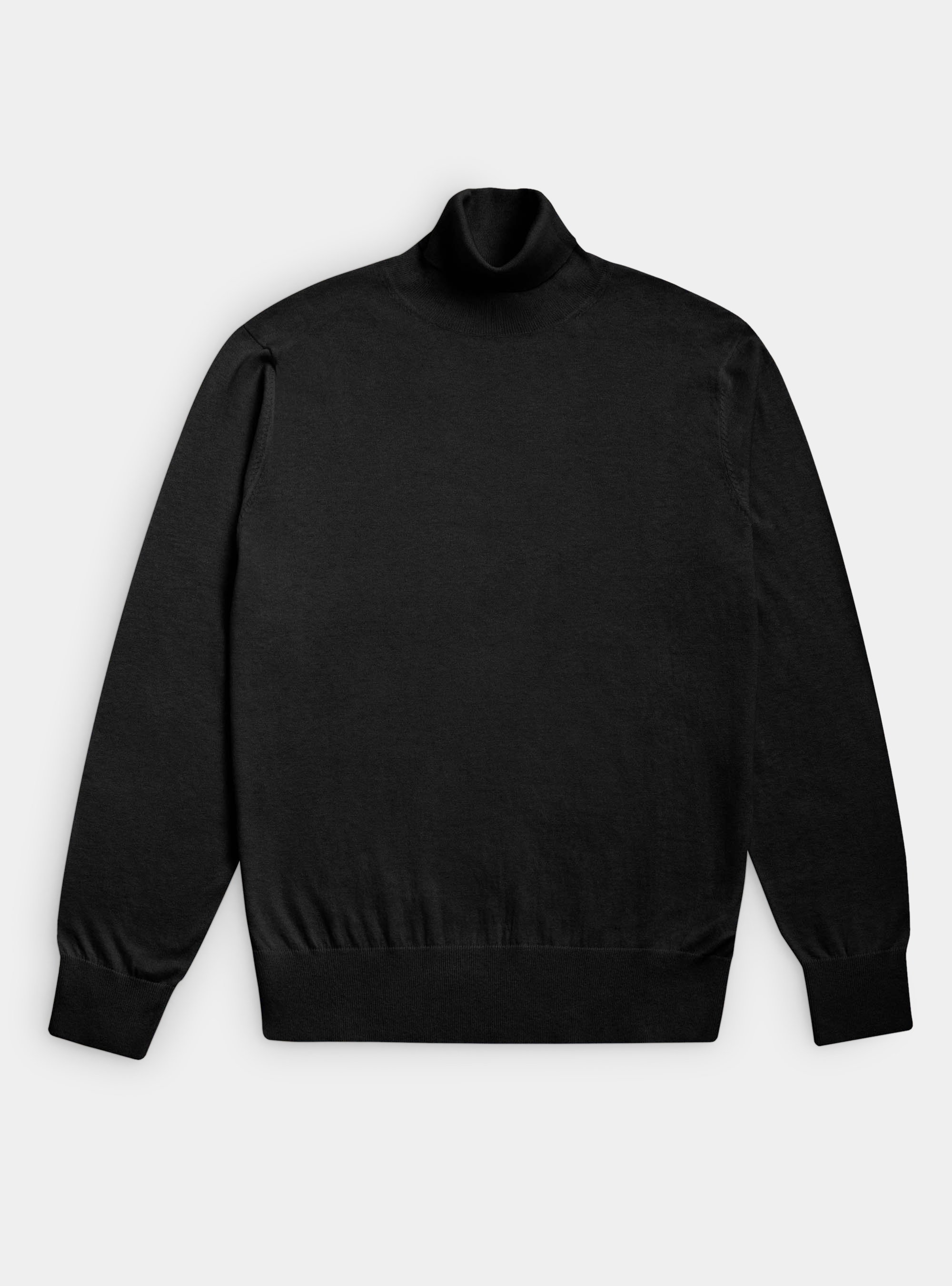 Pull à col roulé en soie de coton et cachemire, NOIR