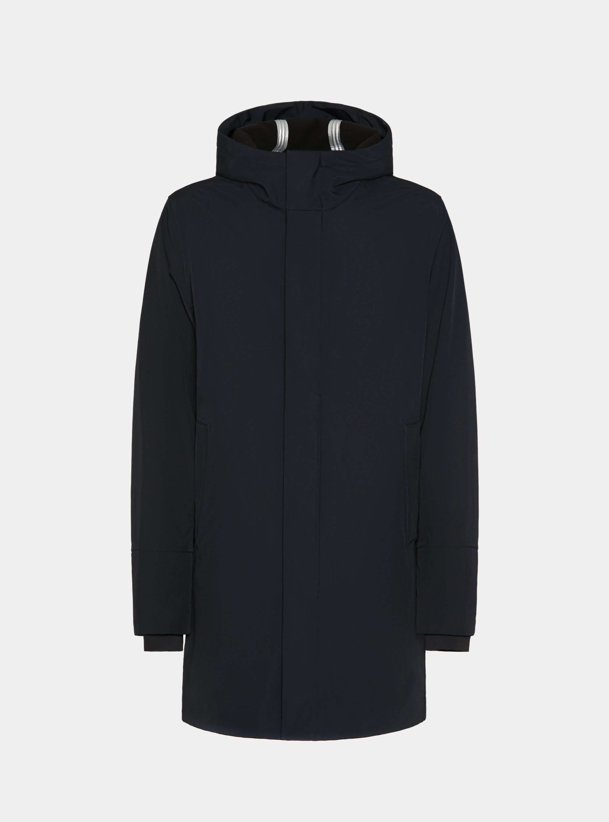 Cazadora técnica larga con capucha, AZUL MARINO