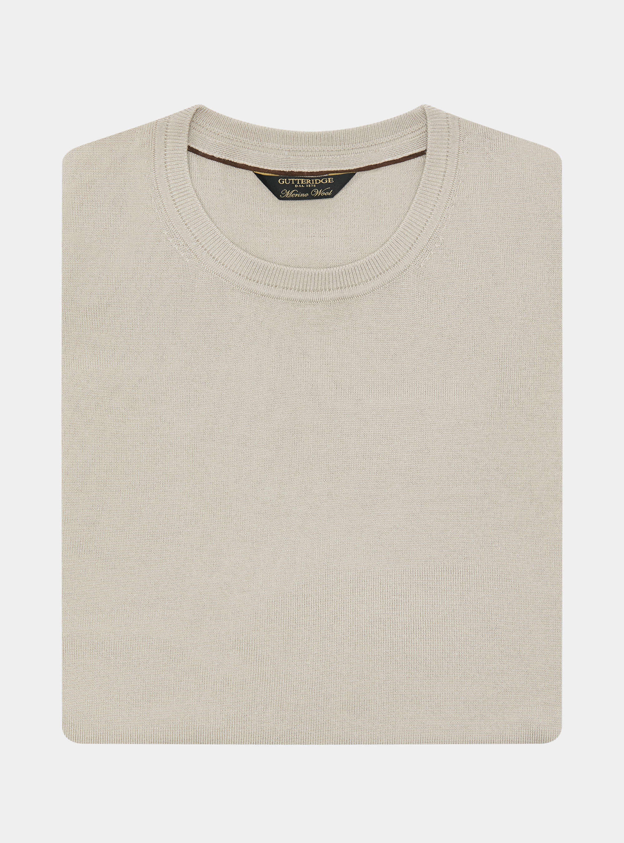 Punto de cuello redondo de pura lana merina extrafina, ARENA