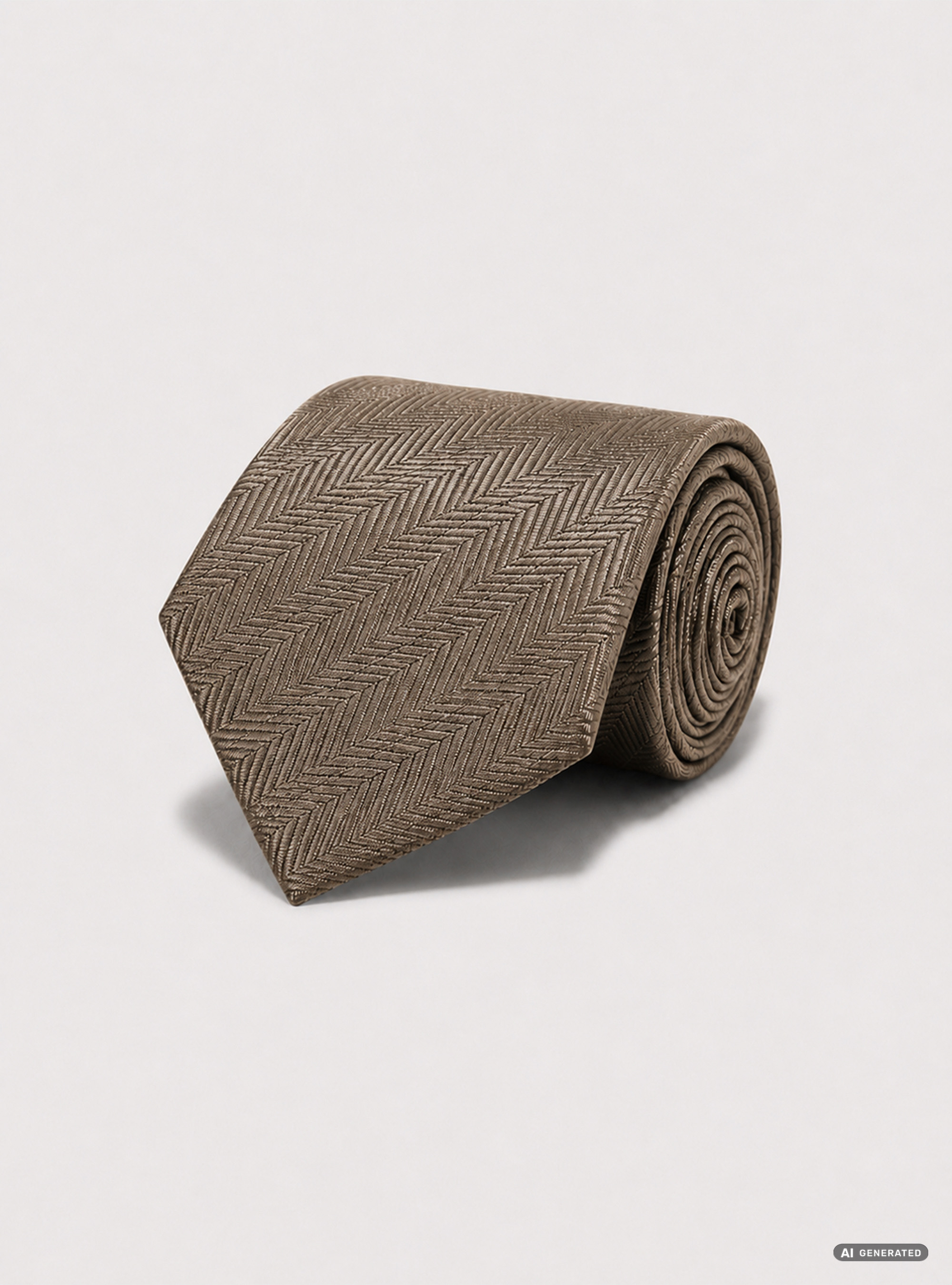 Herringbone silk tie, BROWN