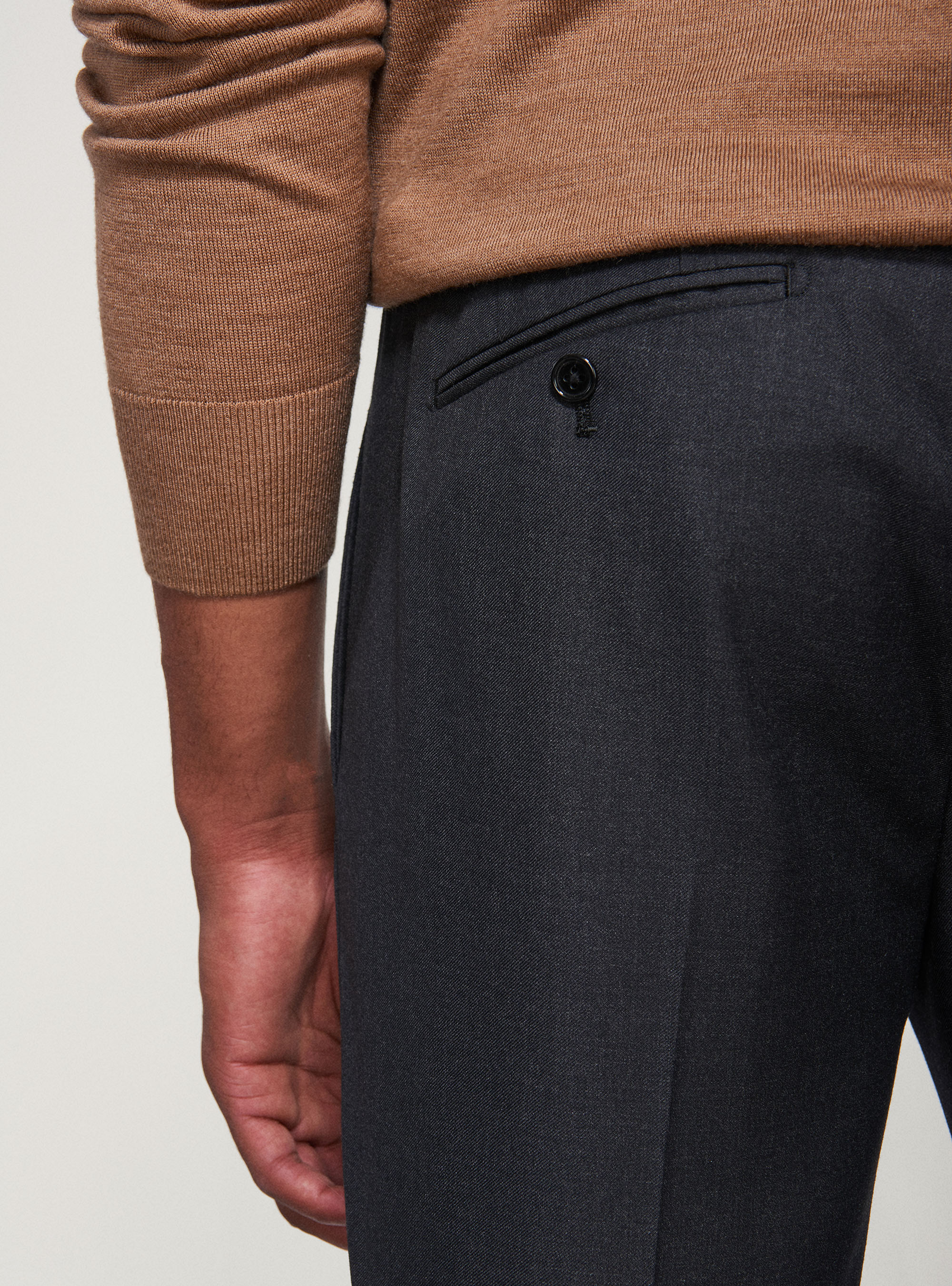 Pantaloni per abito in pura lana S110's, ASFALTO