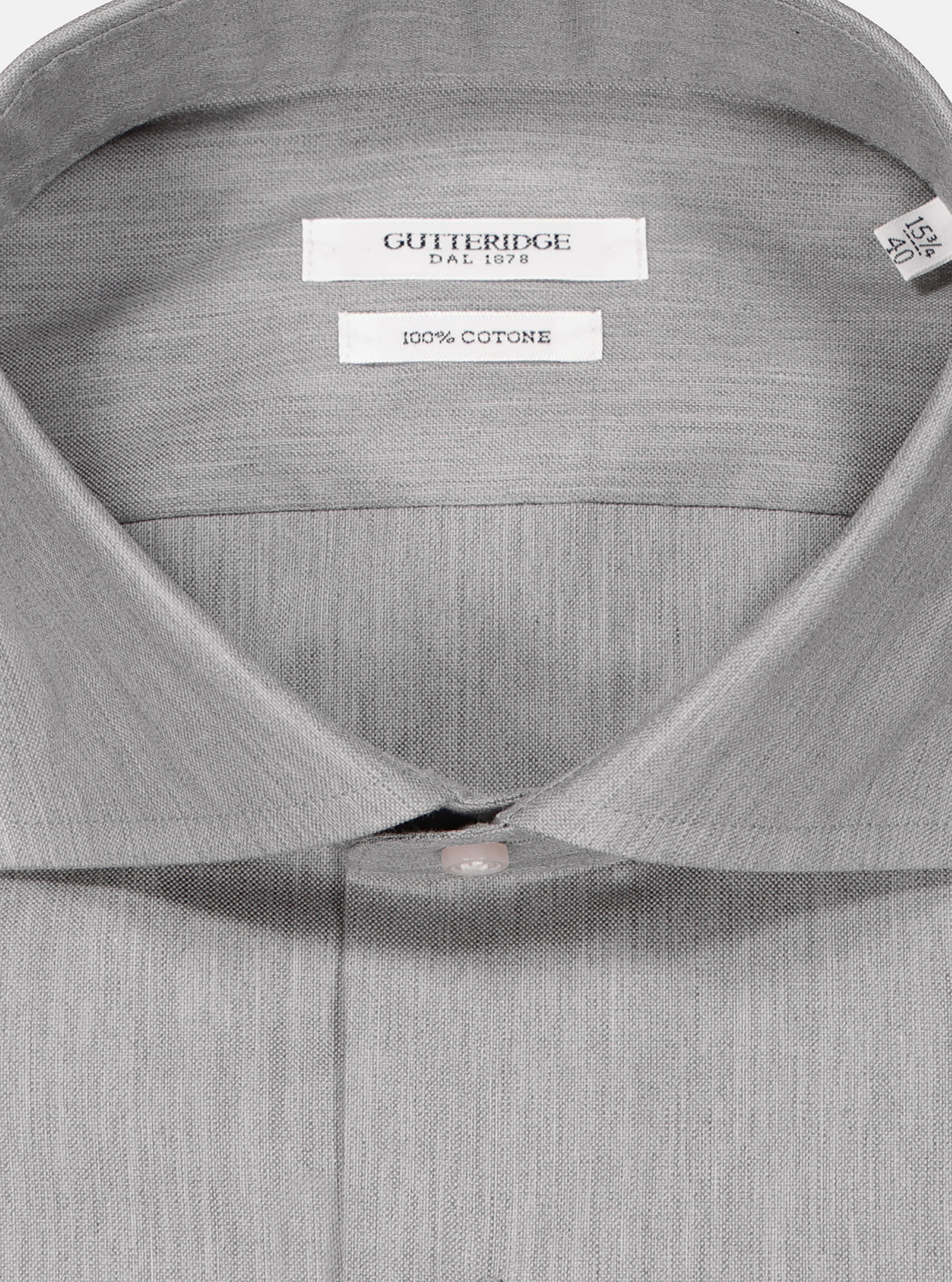 Cotton oxford French collar shirt, ASPHALTE