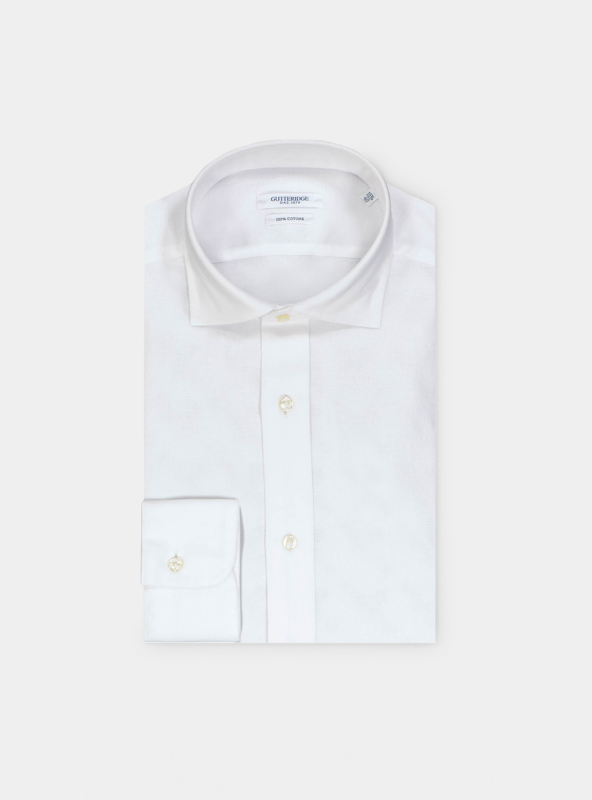 Camicia collo francese piccolo in giro inglese, BIANCO