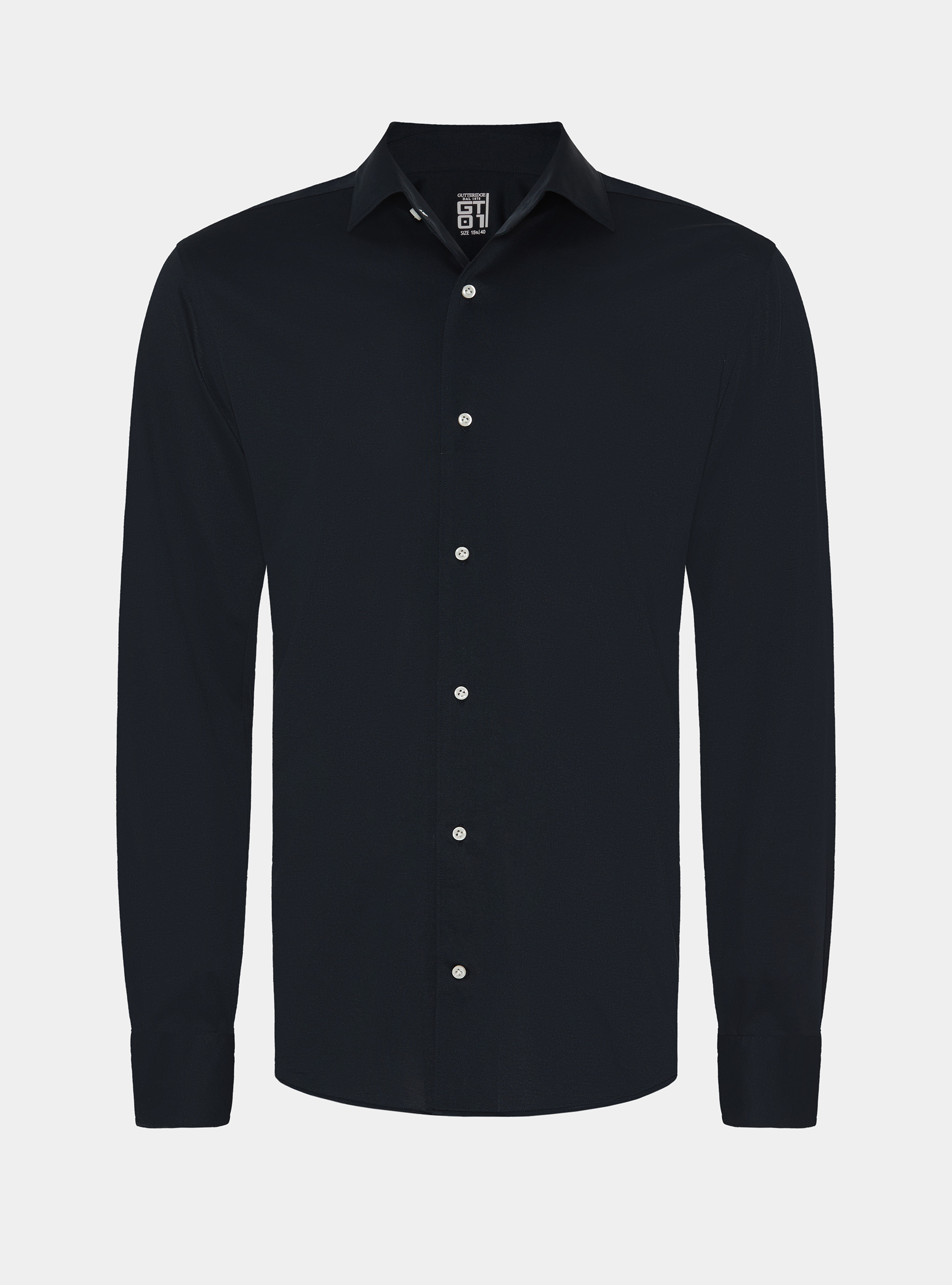 Camicia in jersey misto cotone paramontura, BLU NAVY
