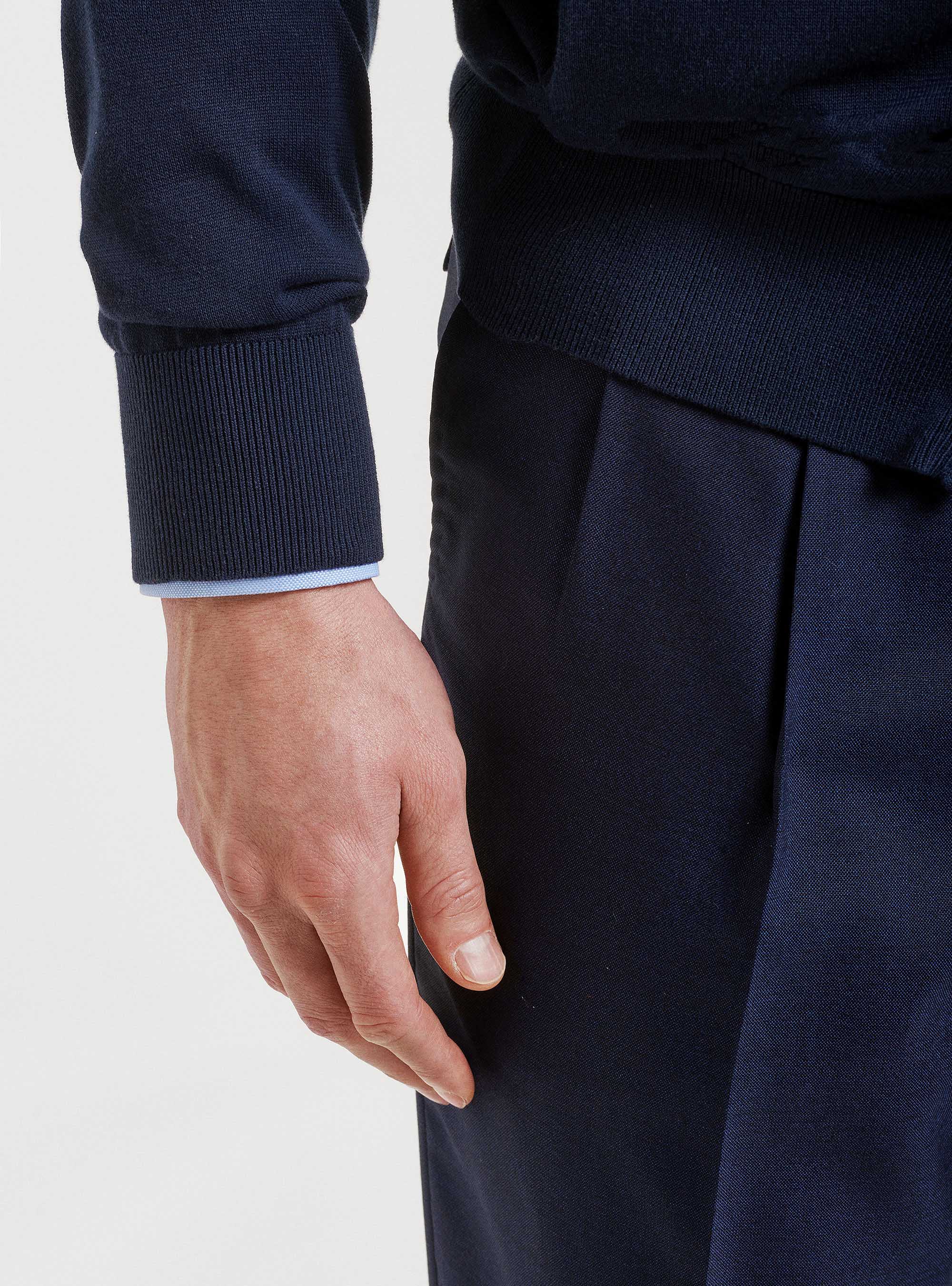 Pantaloni con pince in pura lana Vitale Barberis Canonico, BLU NAVY