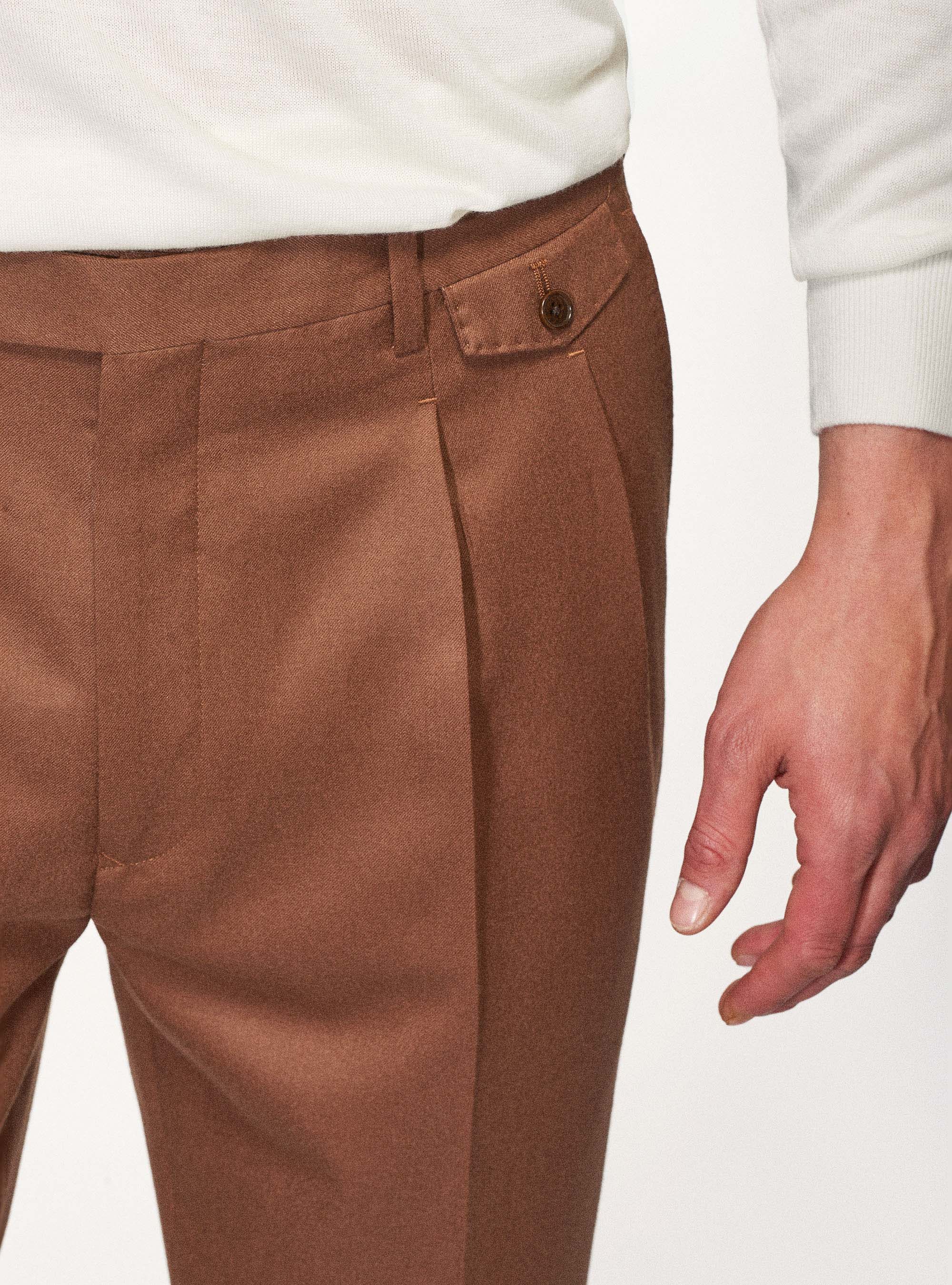 Suit trousers in superfine wool flannel 120's, MULTICOLOR