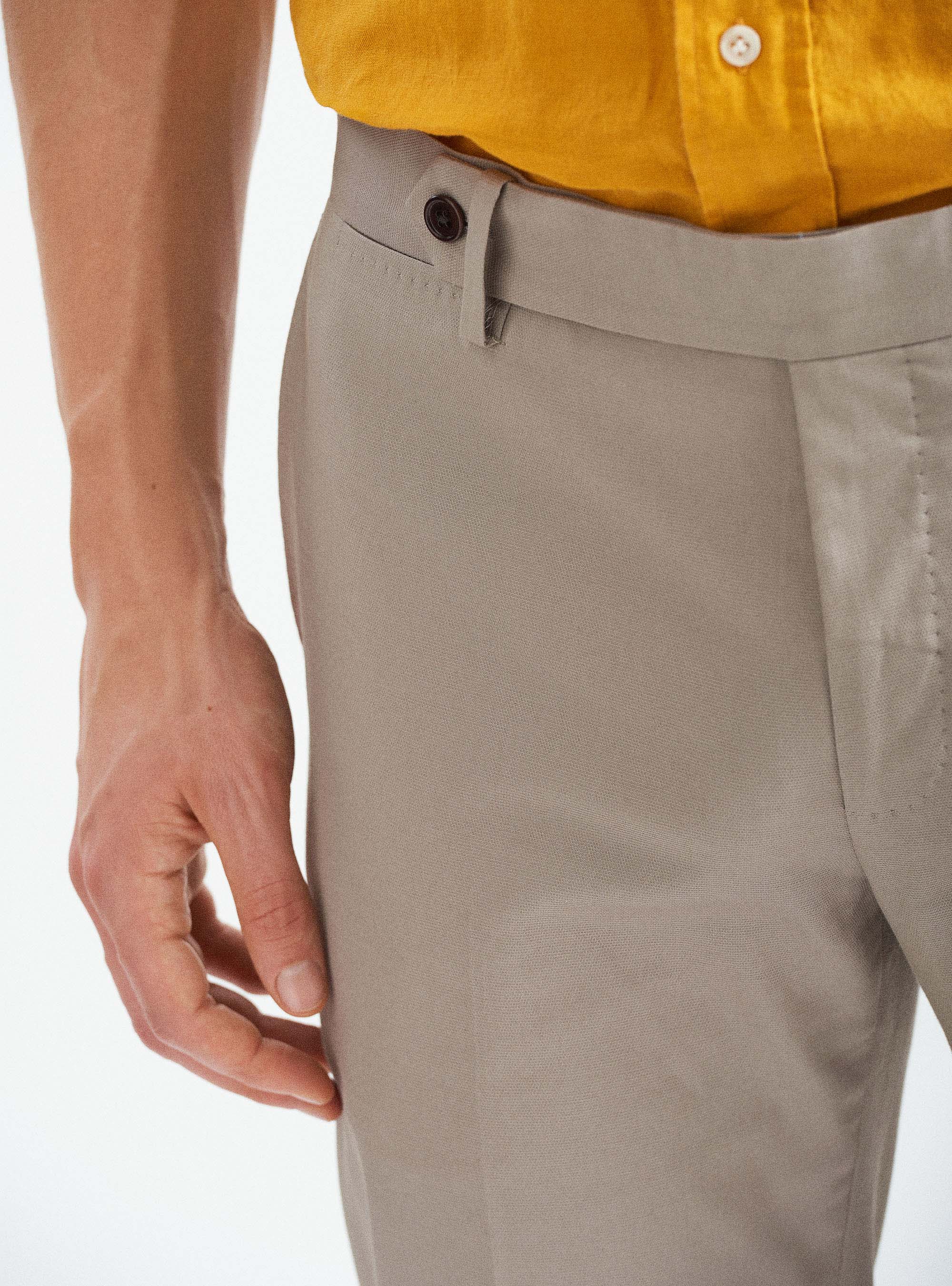 Pantalones de traje de algod&oacute;n el&aacute;stico, BARRO