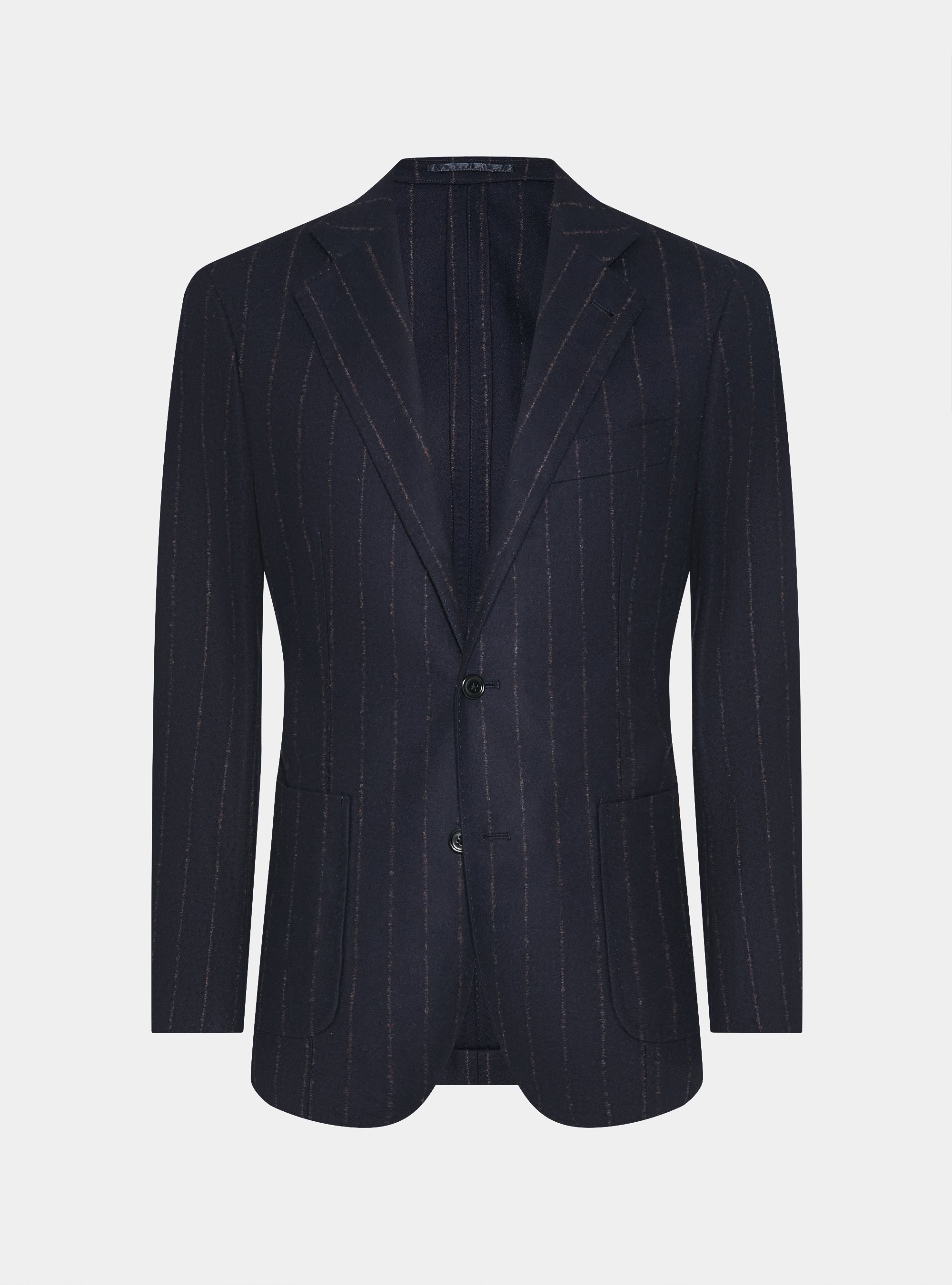 Americana de traje de raya diplomática de lana de cachemira, AZUL MARINO