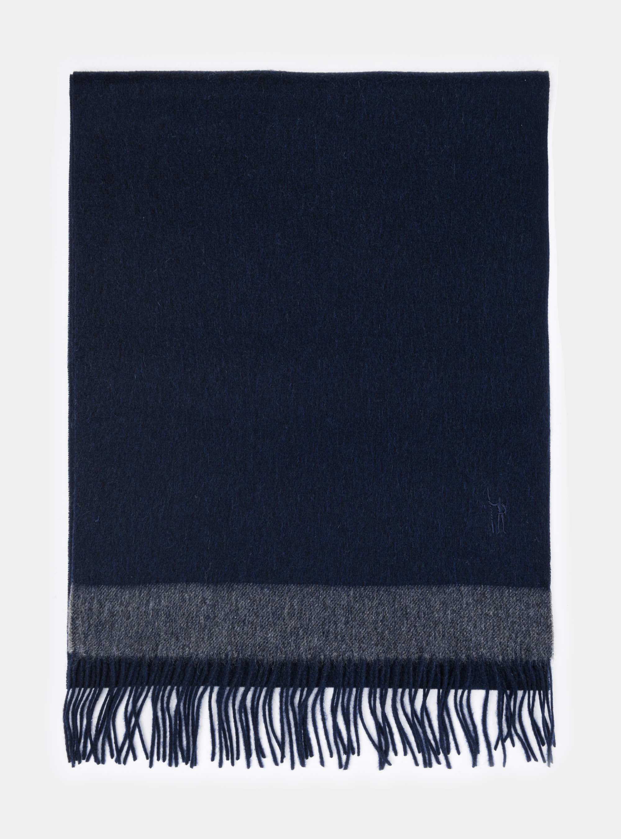 Sciarpa in lana cashmere con bordino a contrasto, BLU NAVY