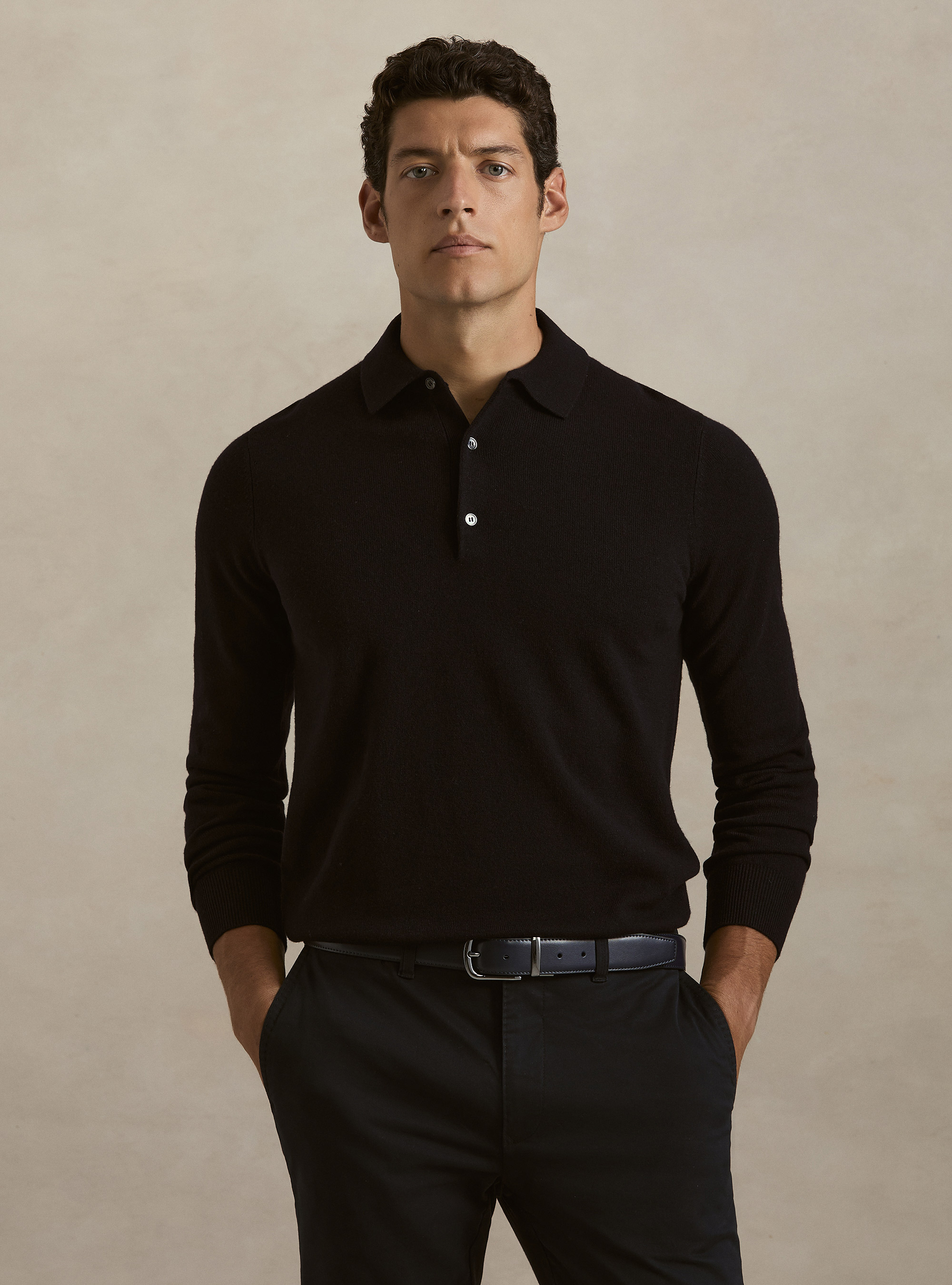 Polo in maglia in lana cashmere m/l, BLU NAVY