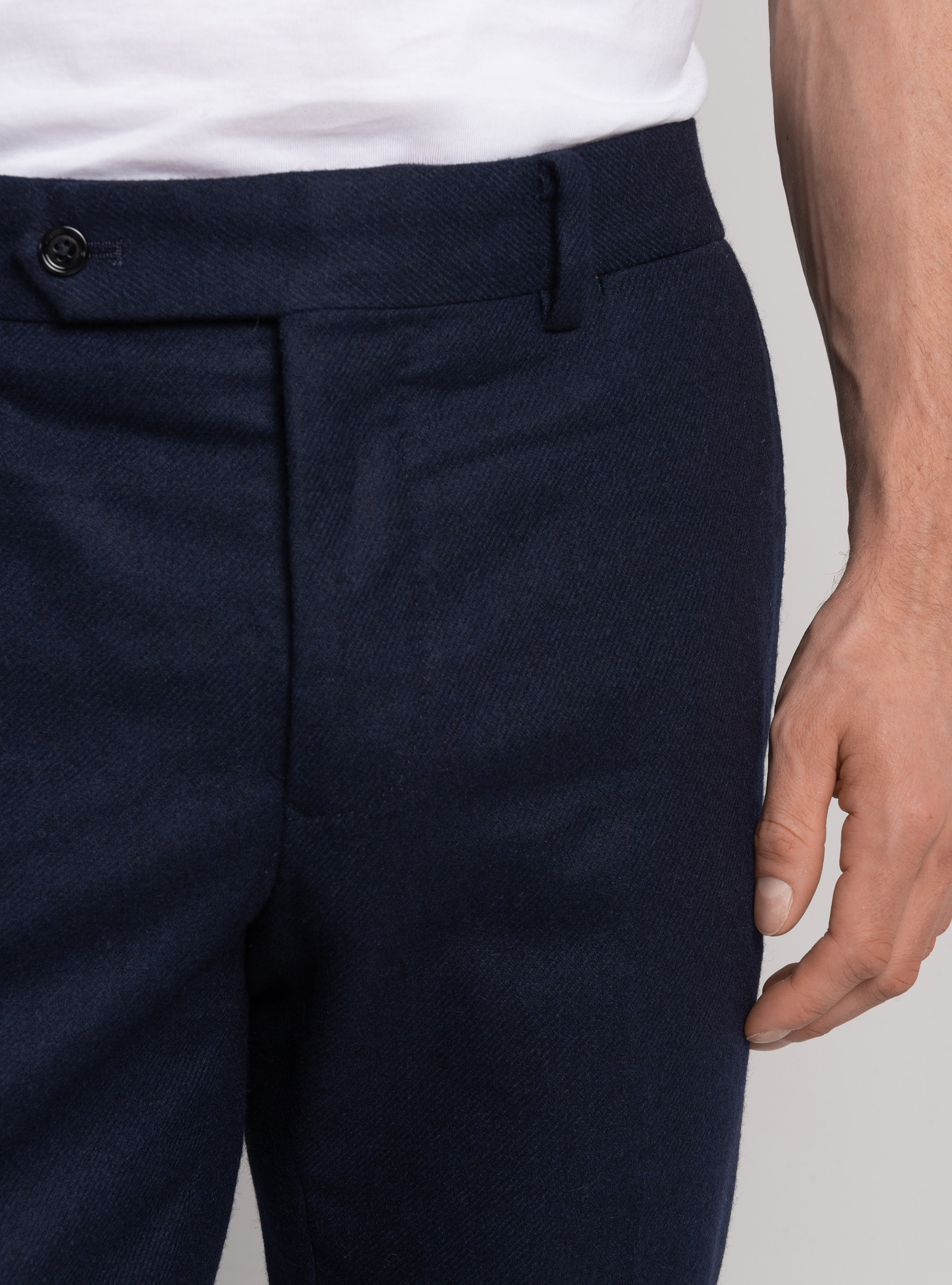 Pantaloni in flanella misto lana, BLU NAVY
