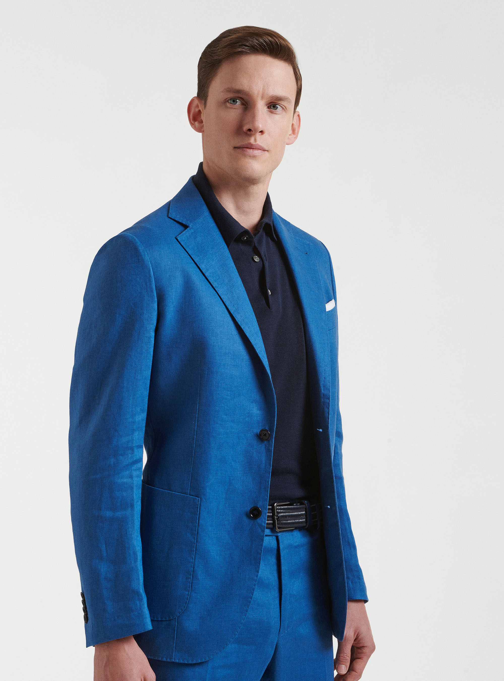 Giacca per abito in puro lino, 0226C CERULEO